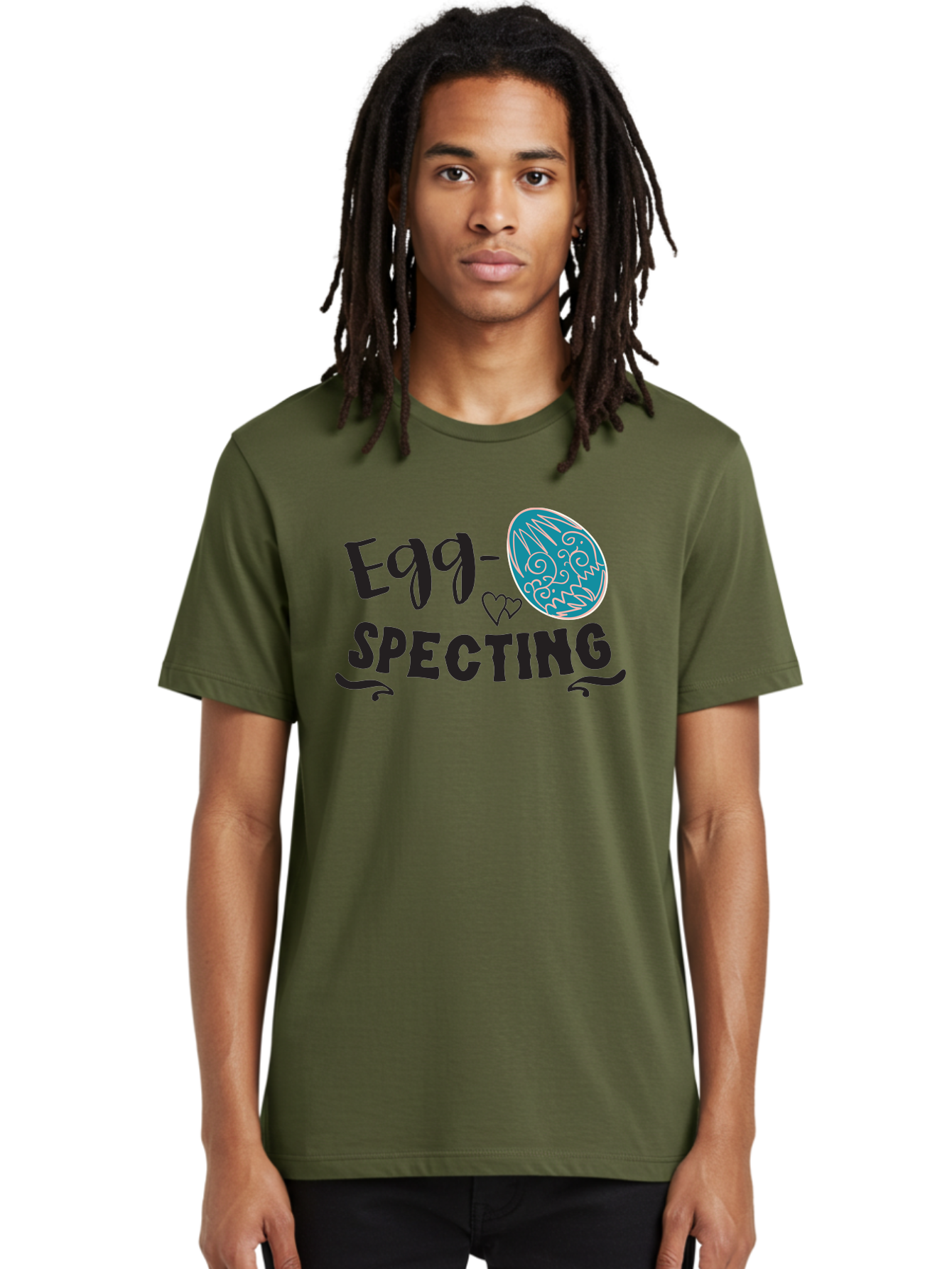 Egg-Specting Men'S Graphic Tee, 100% Cotton, Comfortable Casual Summer Wear, Machine Washable, Easter Egg, Egg Expecting, Cute Designs, Playful Graphics, Decorative Egg, Heart Symbol, Easter Theme, Spring Vibes, Baby Announcement Aac683