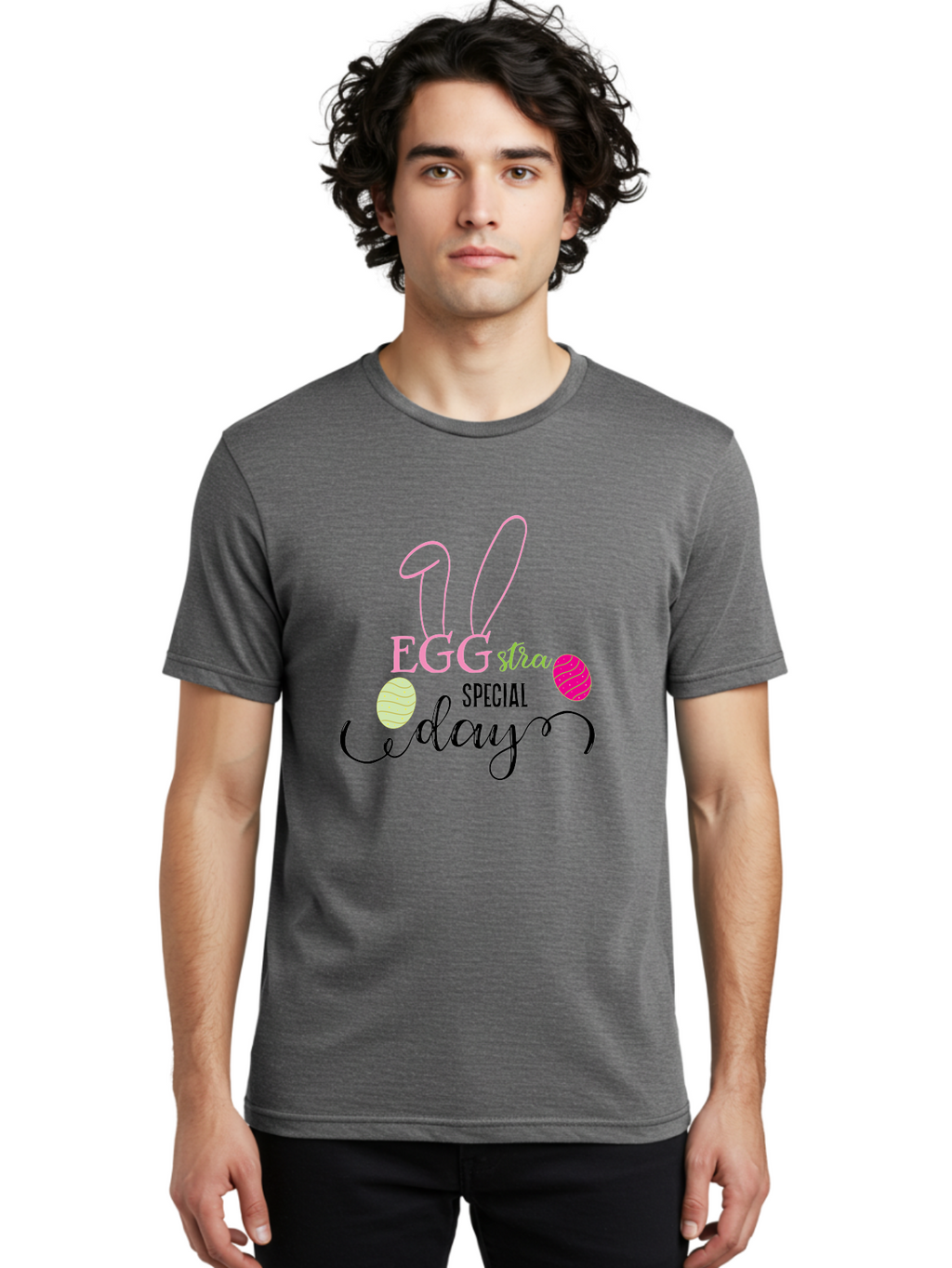 Eggstra-Special-Day Men'S Graphic Tee, 100% Cotton, Comfortable Casual Summer Wear, Machine Washable, Easter Eggs, Bunny Ears, Easter Celebration, Springtime Festivities, Holiday Graphics, Easter-Themed Decor, Festive Eggs, Easter Egg Hunt Aac684