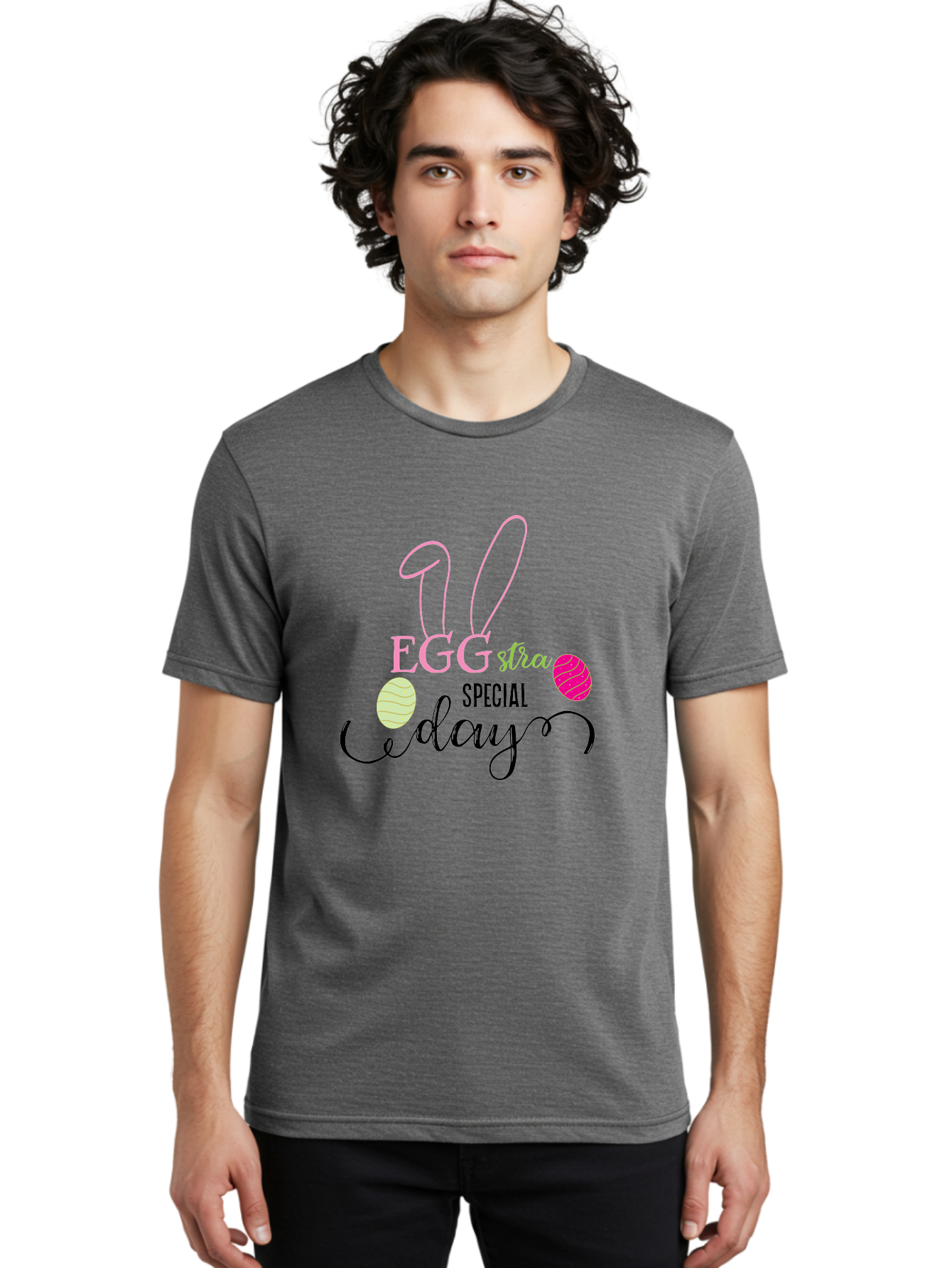 Eggstra-Special-Day Men'S Graphic Tee, 100% Cotton, Comfortable Casual Summer Wear, Machine Washable, Easter Eggs, Bunny Ears, Easter Celebration, Springtime Festivities, Holiday Graphics, Easter-Themed Decor, Festive Eggs, Easter Egg Hunt Aac684