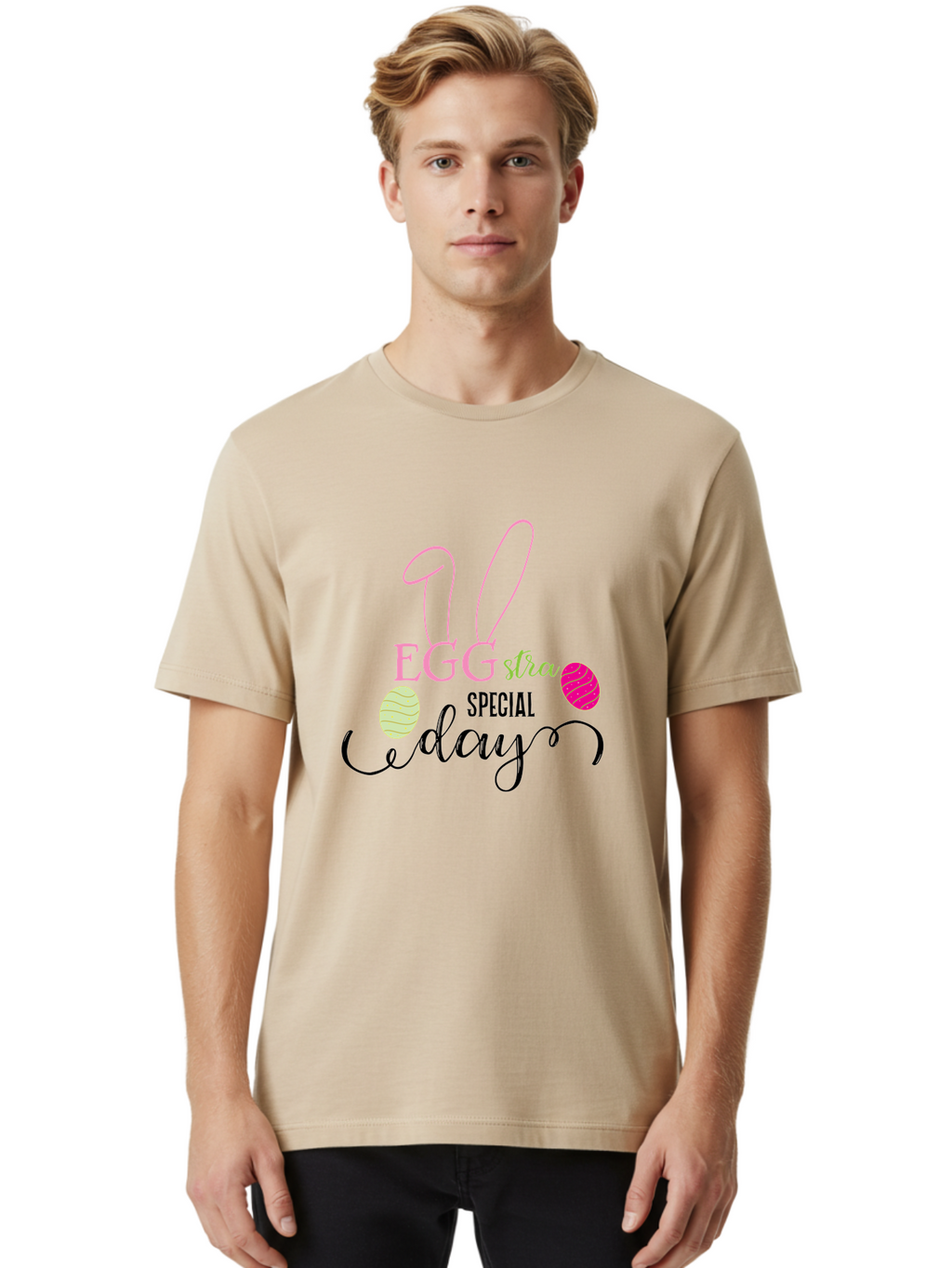 Eggstra-Special-Day Men'S Graphic Tee, 100% Cotton, Comfortable Casual Summer Wear, Machine Washable, Easter Eggs, Bunny Ears, Easter Celebration, Springtime Festivities, Holiday Graphics, Easter-Themed Decor, Festive Eggs, Easter Egg Hunt Aac684