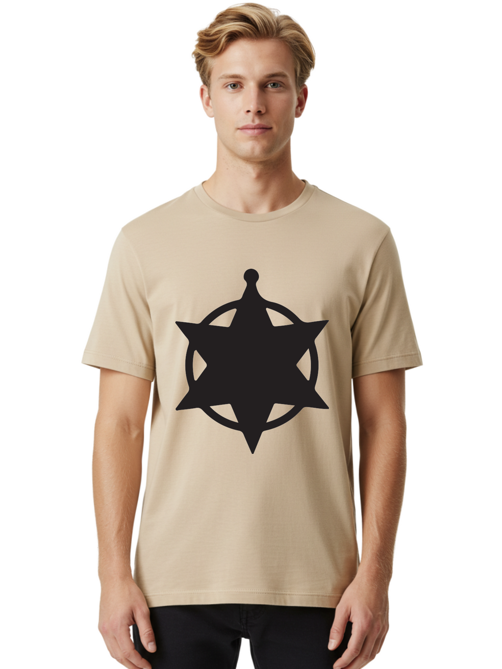Eight-Pointed-Star-Symbol Men'S Graphic Tee, 100% Cotton, Comfortable Casual Summer Wear, Machine Washable, Chaos Symbol, Chaos Star, Eight Pointed Star, Occult Symbol, Pagan Symbol, Mystical Emblem, Abstract Art, Symbolic Representation Aac685