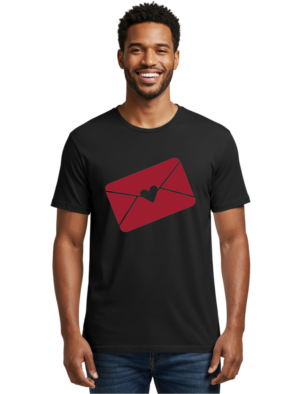 Envelope-With-Heart-1 Men'S Graphic Tee, 100% Cotton, Comfortable Casual Summer Wear, Machine Washable, Love Letter, Romantic Gesture, Heartfelt Message, Envelope Icon, Sealed With Love, Heartfelt Symbol, Affectionate Gesture, Loving Note Aac688