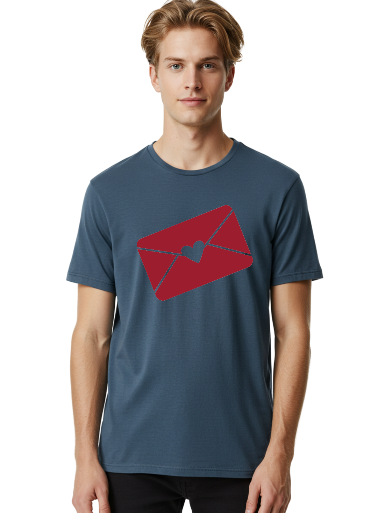Envelope-With-Heart-1 Men'S Graphic Tee, 100% Cotton, Comfortable Casual Summer Wear, Machine Washable, Love Letter, Romantic Gesture, Heartfelt Message, Envelope Icon, Sealed With Love, Heartfelt Symbol, Affectionate Gesture, Loving Note Aac688