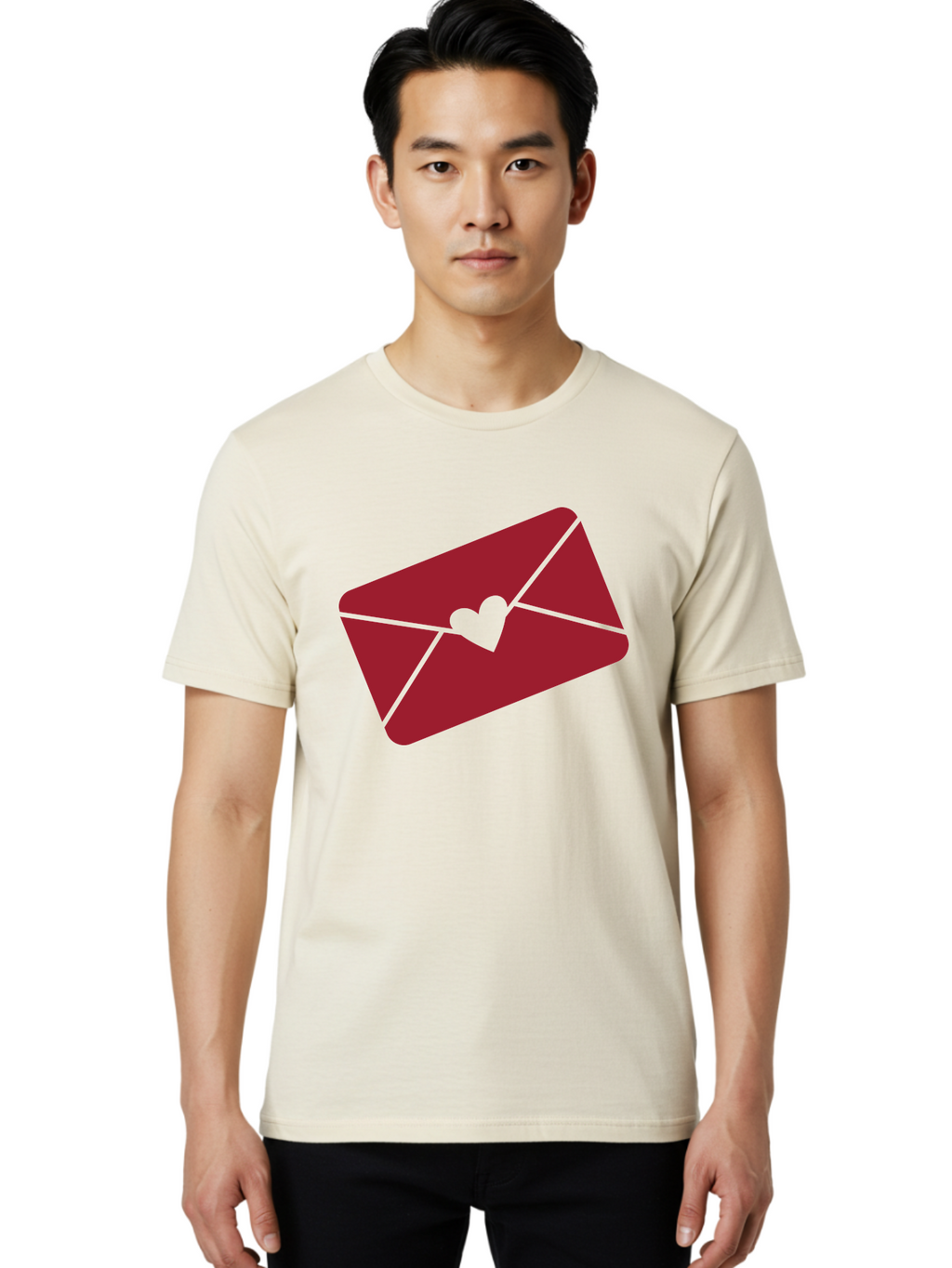 Envelope-With-Heart-1 Men'S Graphic Tee, 100% Cotton, Comfortable Casual Summer Wear, Machine Washable, Love Letter, Romantic Gesture, Heartfelt Message, Envelope Icon, Sealed With Love, Heartfelt Symbol, Affectionate Gesture, Loving Note Aac688