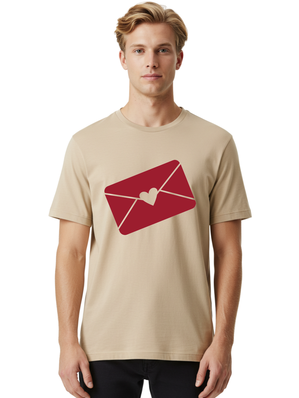 Envelope-With-Heart-1 Men'S Graphic Tee, 100% Cotton, Comfortable Casual Summer Wear, Machine Washable, Love Letter, Romantic Gesture, Heartfelt Message, Envelope Icon, Sealed With Love, Heartfelt Symbol, Affectionate Gesture, Loving Note Aac688