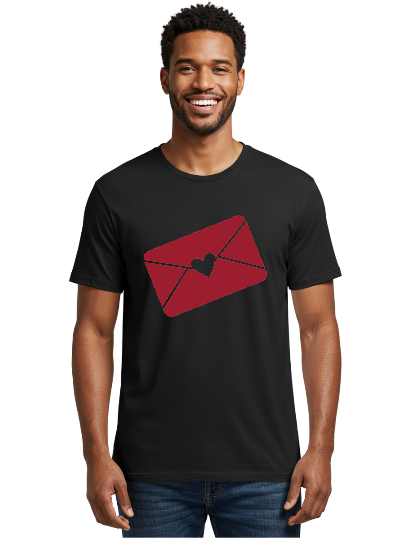 Envelope-With-Heart Men'S Graphic Tee, 100% Cotton, Comfortable Casual Summer Wear, Machine Washable, Love Letter, Romantic Gesture, Valentines Day Card, Heart Symbol, Sealed Envelope, Affectionate Message, Digital Illustration, Aac689