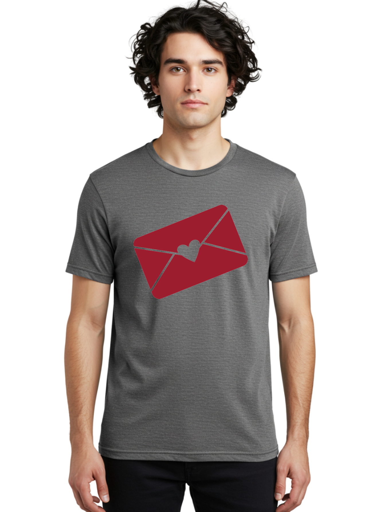 Envelope-With-Heart Men'S Graphic Tee, 100% Cotton, Comfortable Casual Summer Wear, Machine Washable, Love Letter, Romantic Gesture, Valentines Day Card, Heart Symbol, Sealed Envelope, Affectionate Message, Digital Illustration, Aac689