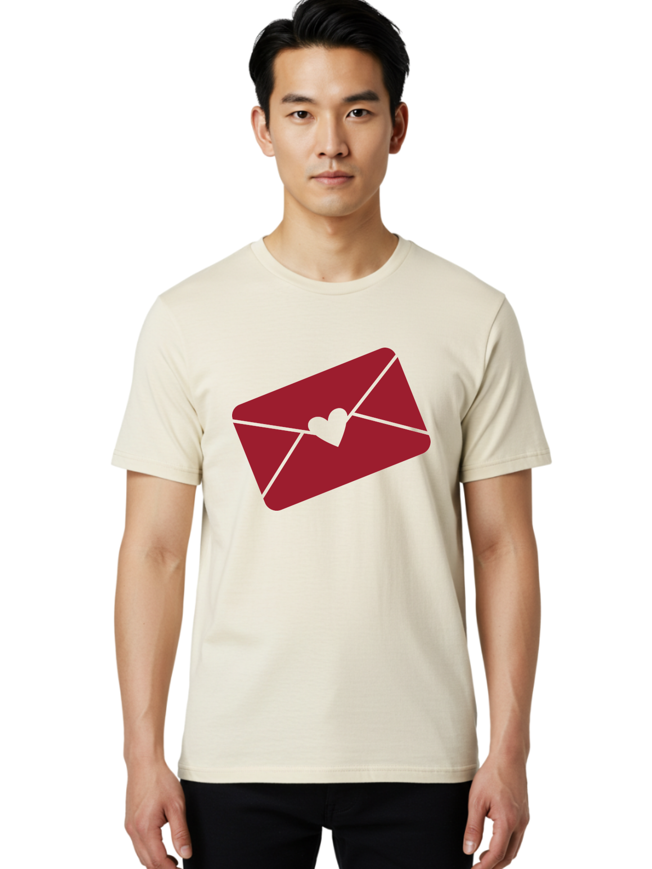 Envelope-With-Heart Men'S Graphic Tee, 100% Cotton, Comfortable Casual Summer Wear, Machine Washable, Love Letter, Romantic Gesture, Valentines Day Card, Heart Symbol, Sealed Envelope, Affectionate Message, Digital Illustration, Aac689