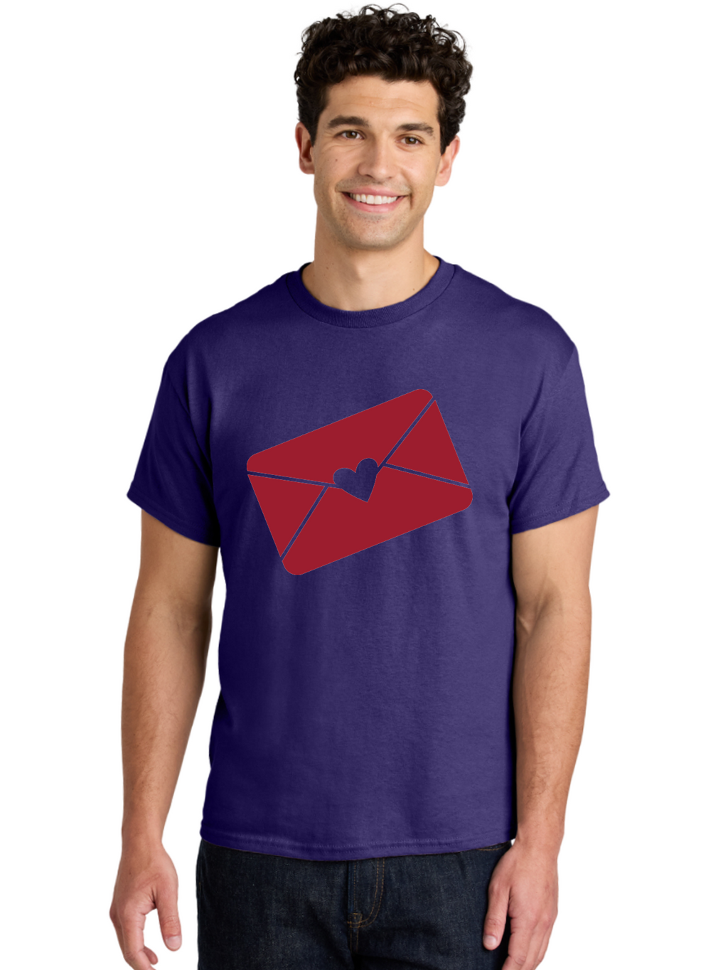 Envelope-With-Heart Men'S Graphic Tee, 100% Cotton, Comfortable Casual Summer Wear, Machine Washable, Love Letter, Romantic Gesture, Valentines Day Card, Heart Symbol, Sealed Envelope, Affectionate Message, Digital Illustration, Aac689