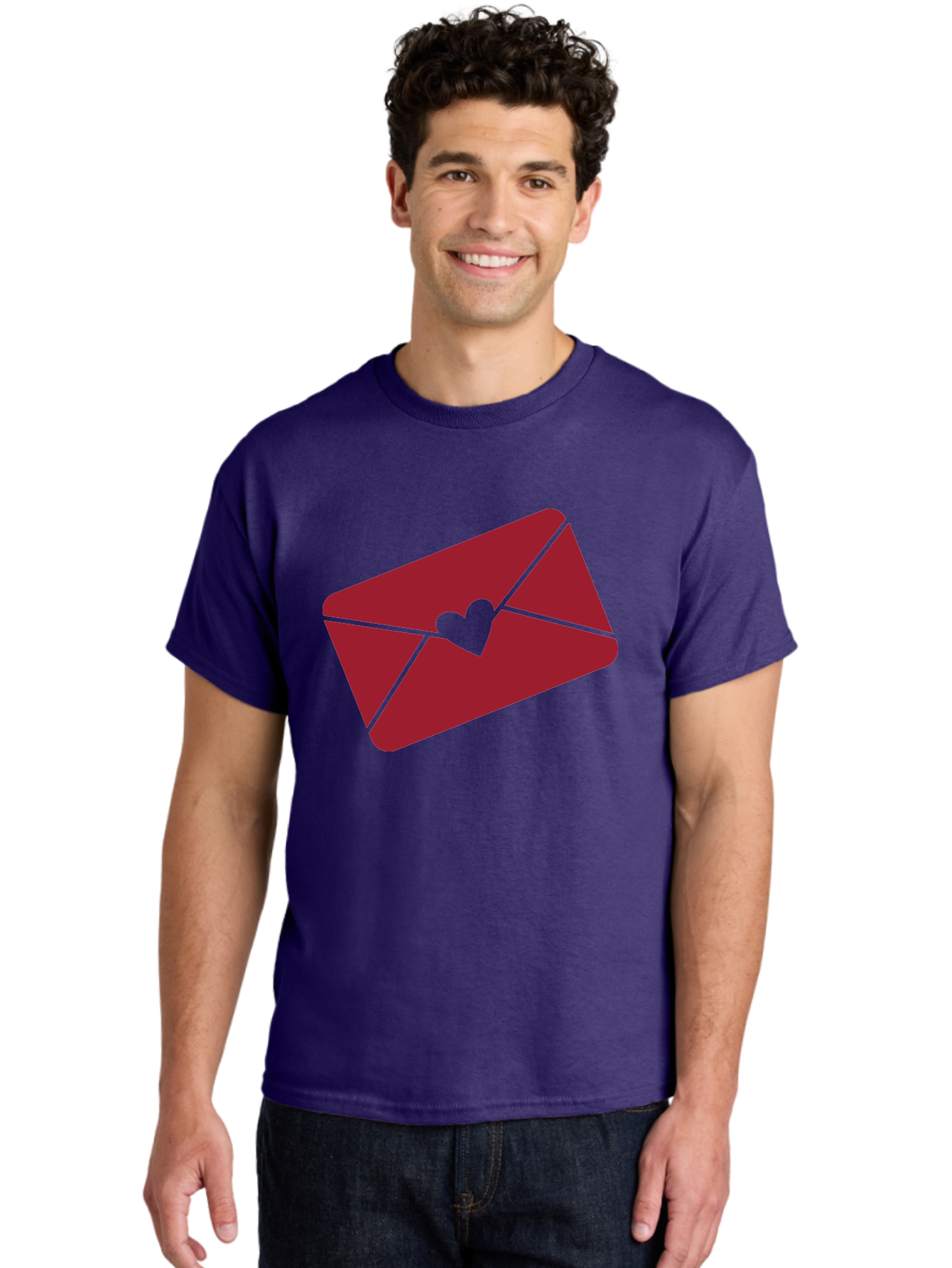 Envelope-With-Heart Men'S Graphic Tee, 100% Cotton, Comfortable Casual Summer Wear, Machine Washable, Love Letter, Romantic Gesture, Valentines Day Card, Heart Symbol, Sealed Envelope, Affectionate Message, Digital Illustration, Aac689
