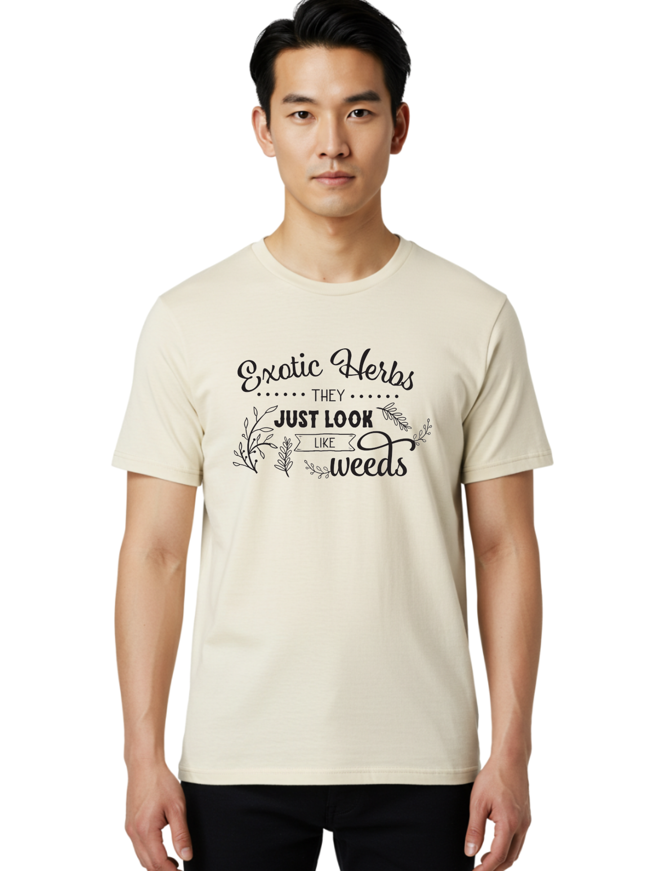 Exotic-Herbs Men'S Graphic Tee, 100% Cotton, Comfortable Casual Summer Wear, Machine Washable, Exotic Herbs, Herbal Remedies, Natural Healing, Medicinal Plants, Botanical Art, Typography Design, Herb Gardening, Wellness Products Aac697