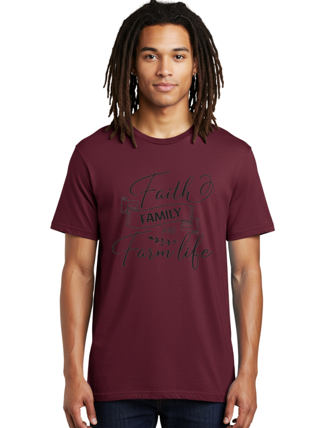 Faith-Family-And-Farm-Life Men'S Graphic Tee, 100% Cotton, Comfortable Casual Summer Wear, Machine Washable, Faith And Family Values, Farm Life, Rural Living, Agricultural Lifestyle, Family Bonding, Country Charm, Inspirational Quotes, Aac701