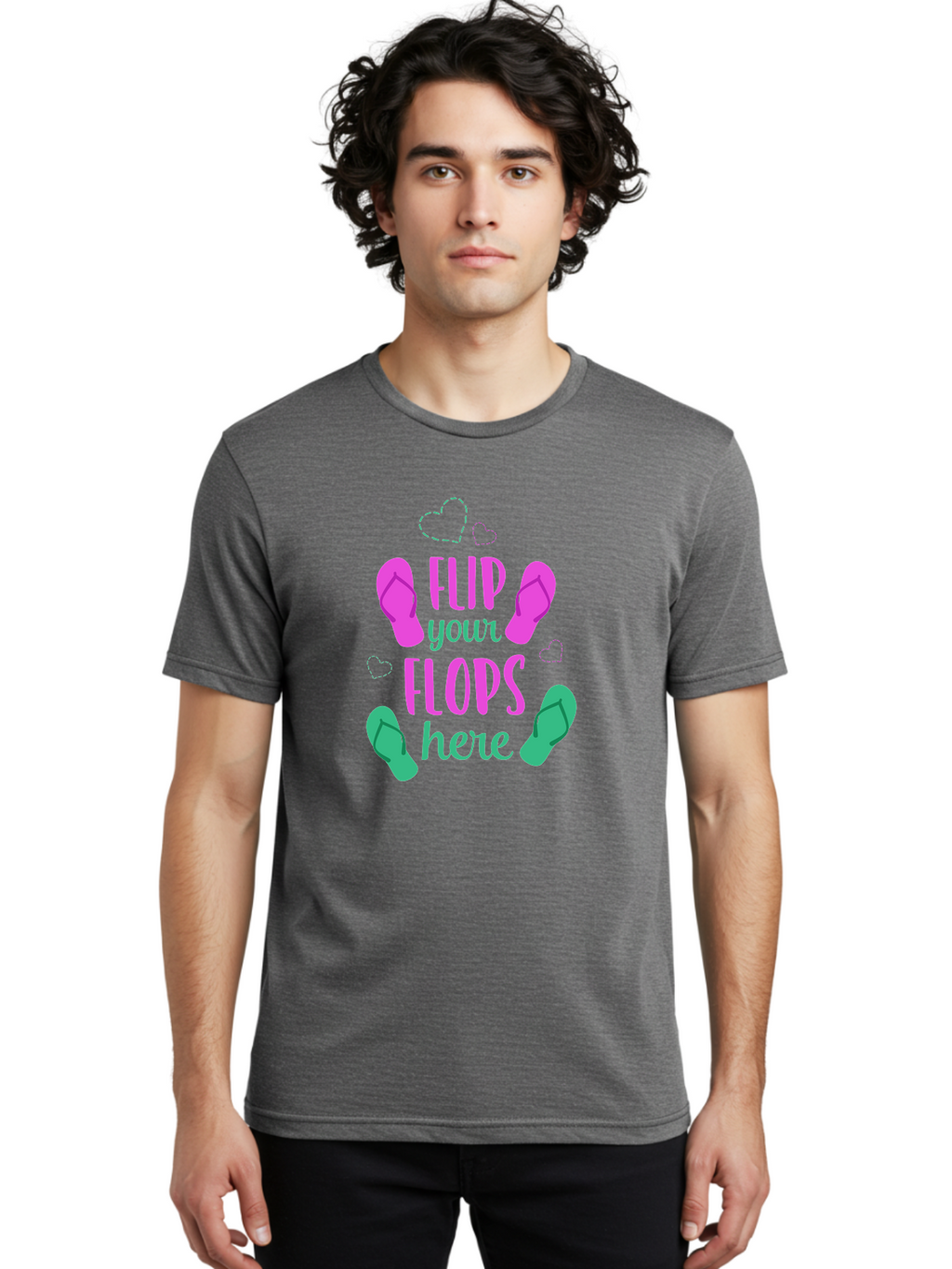 Flip-Flops Men'S Graphic Tee, 100% Cotton, Comfortable Casual Summer Wear, Machine Washable, Flip Flops, Summer Vibes, Beachwear, Tropical Style, Fashion Accessories, Playful Design, Casual Footwear, Vacation Mode, Fun Graphics Aac719