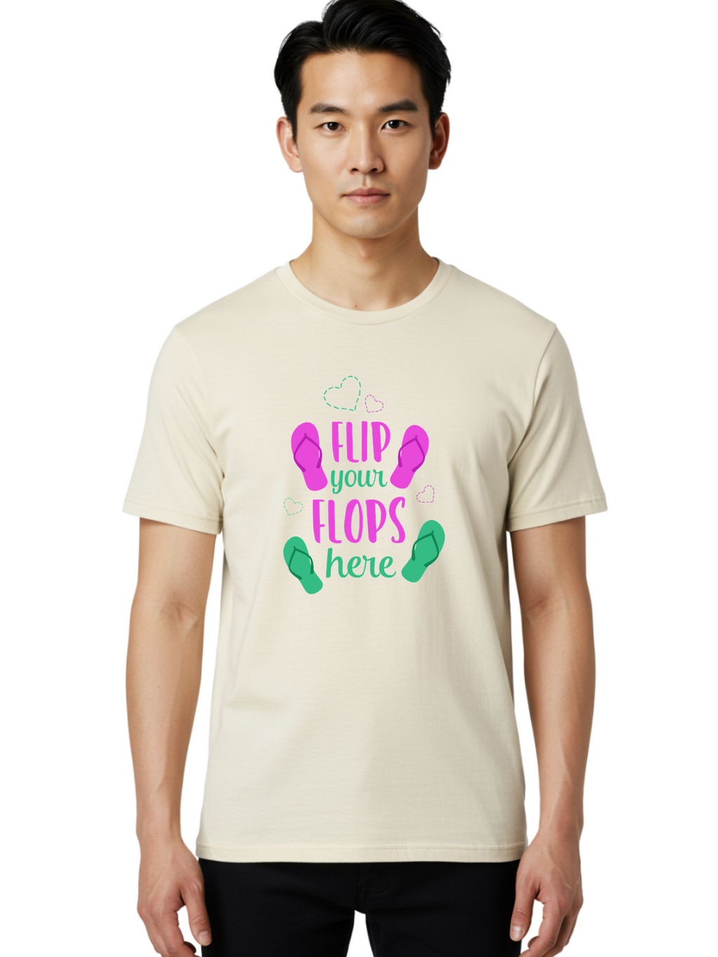 Flip-Flops Men'S Graphic Tee, 100% Cotton, Comfortable Casual Summer Wear, Machine Washable, Flip Flops, Summer Vibes, Beachwear, Tropical Style, Fashion Accessories, Playful Design, Casual Footwear, Vacation Mode, Fun Graphics Aac719