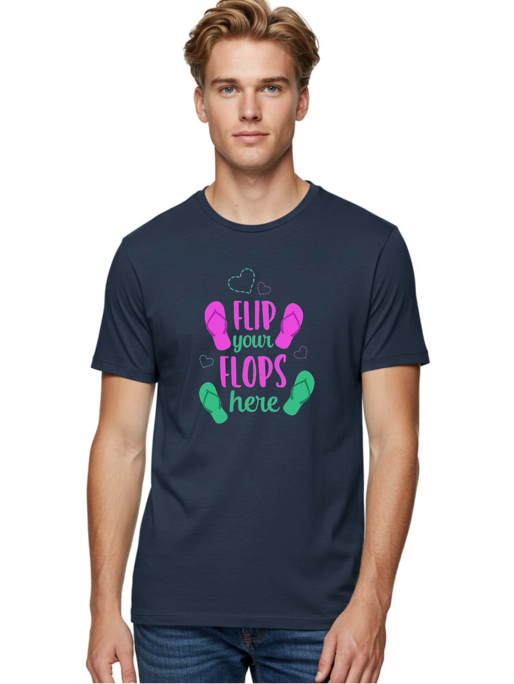 Flip-Flops Men'S Graphic Tee, 100% Cotton, Comfortable Casual Summer Wear, Machine Washable, Flip Flops, Summer Vibes, Beachwear, Tropical Style, Fashion Accessories, Playful Design, Casual Footwear, Vacation Mode, Fun Graphics Aac719