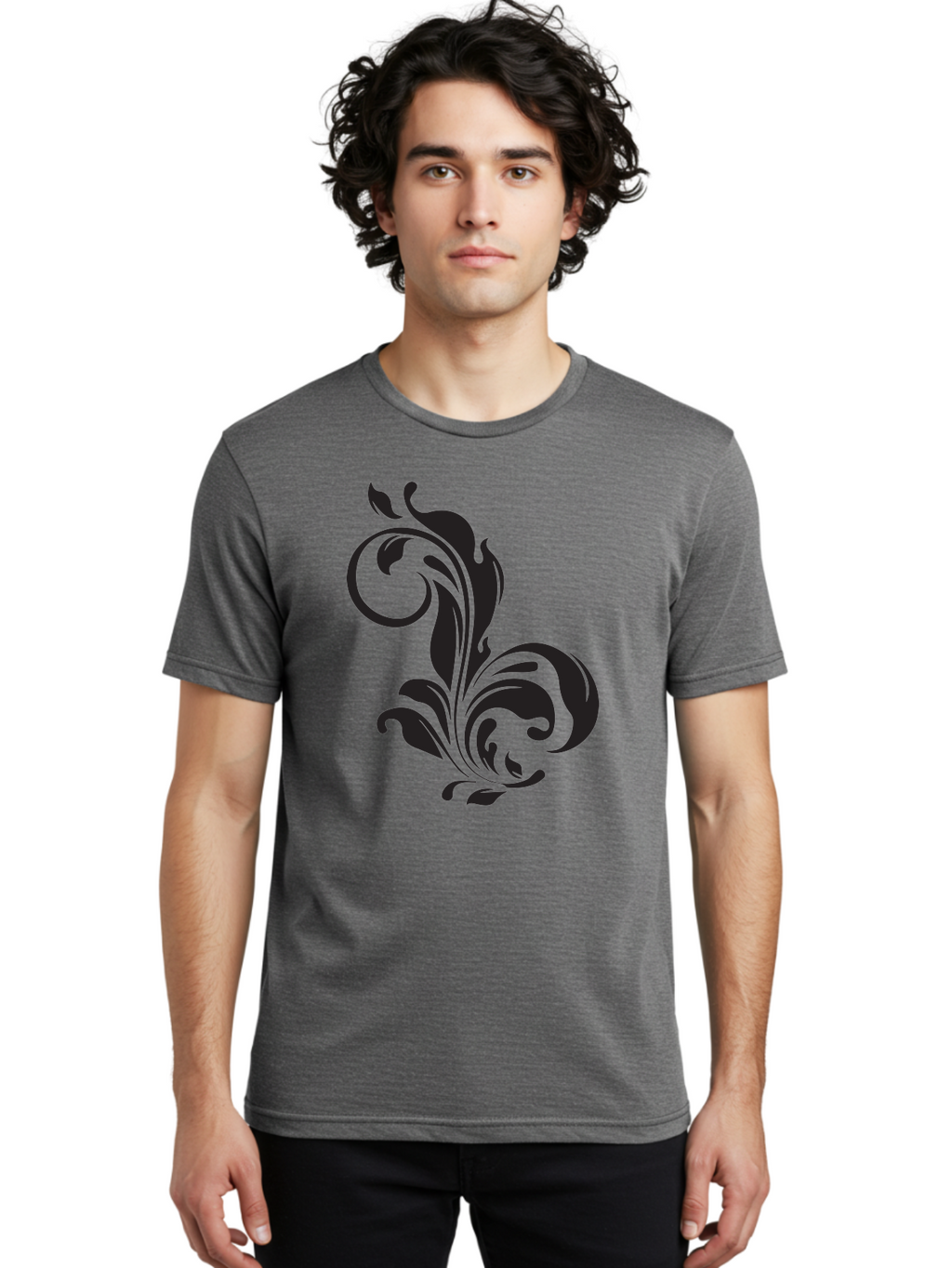 Floral-Design-3 Men'S Graphic Tee, 100% Cotton, Comfortable Casual Summer Wear, Machine Washable, Floral Motif, Decorative Element, Luxury Design, Abstract Art, Elegant Pattern, Ornate Style, Classic Symbol Aac723