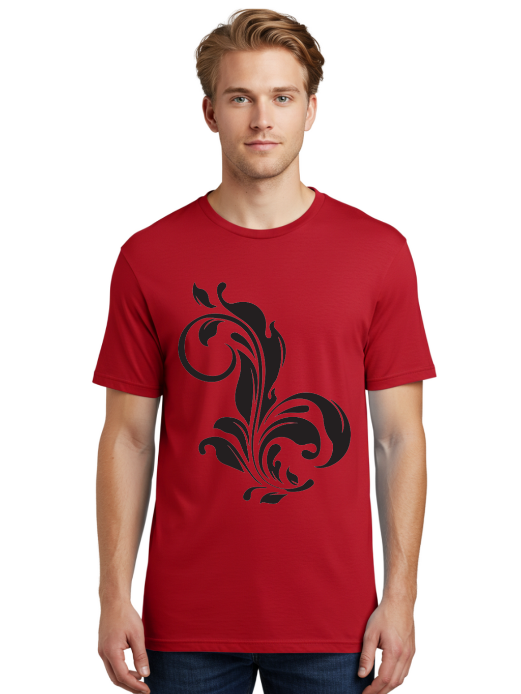 Floral-Design-3 Men'S Graphic Tee, 100% Cotton, Comfortable Casual Summer Wear, Machine Washable, Floral Motif, Decorative Element, Luxury Design, Abstract Art, Elegant Pattern, Ornate Style, Classic Symbol Aac723