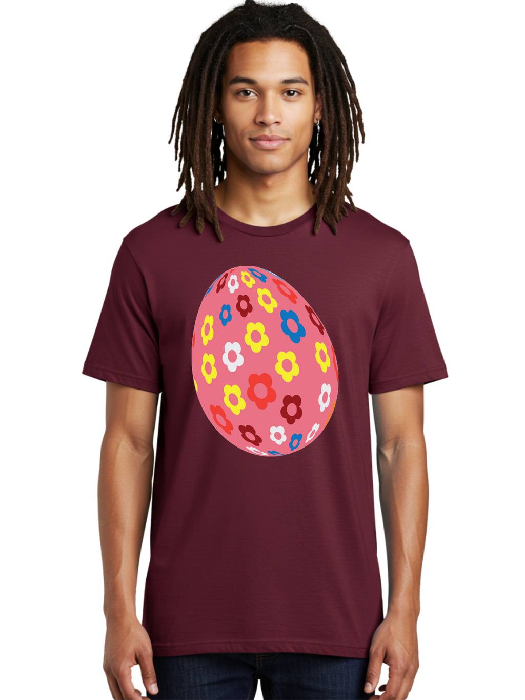 Floral-Easter-Egg-1 Men'S Graphic Tee, 100% Cotton, Comfortable Casual Summer Wear, Machine Washable, Pink Egg, Floral Pattern, Colorful Flowers, Easter Decoration, Spring Theme, Festive Design, Vibrant Colors, Easter Egg, Flower Pattern, Aac725