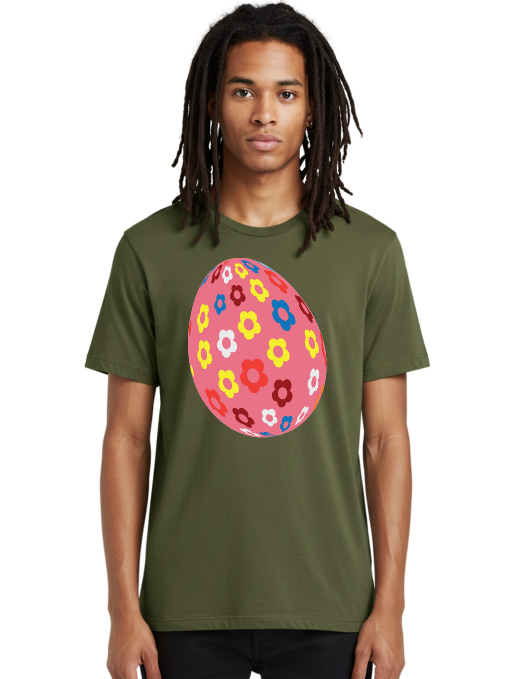 Floral-Easter-Egg-1 Men'S Graphic Tee, 100% Cotton, Comfortable Casual Summer Wear, Machine Washable, Pink Egg, Floral Pattern, Colorful Flowers, Easter Decoration, Spring Theme, Festive Design, Vibrant Colors, Easter Egg, Flower Pattern, Aac725