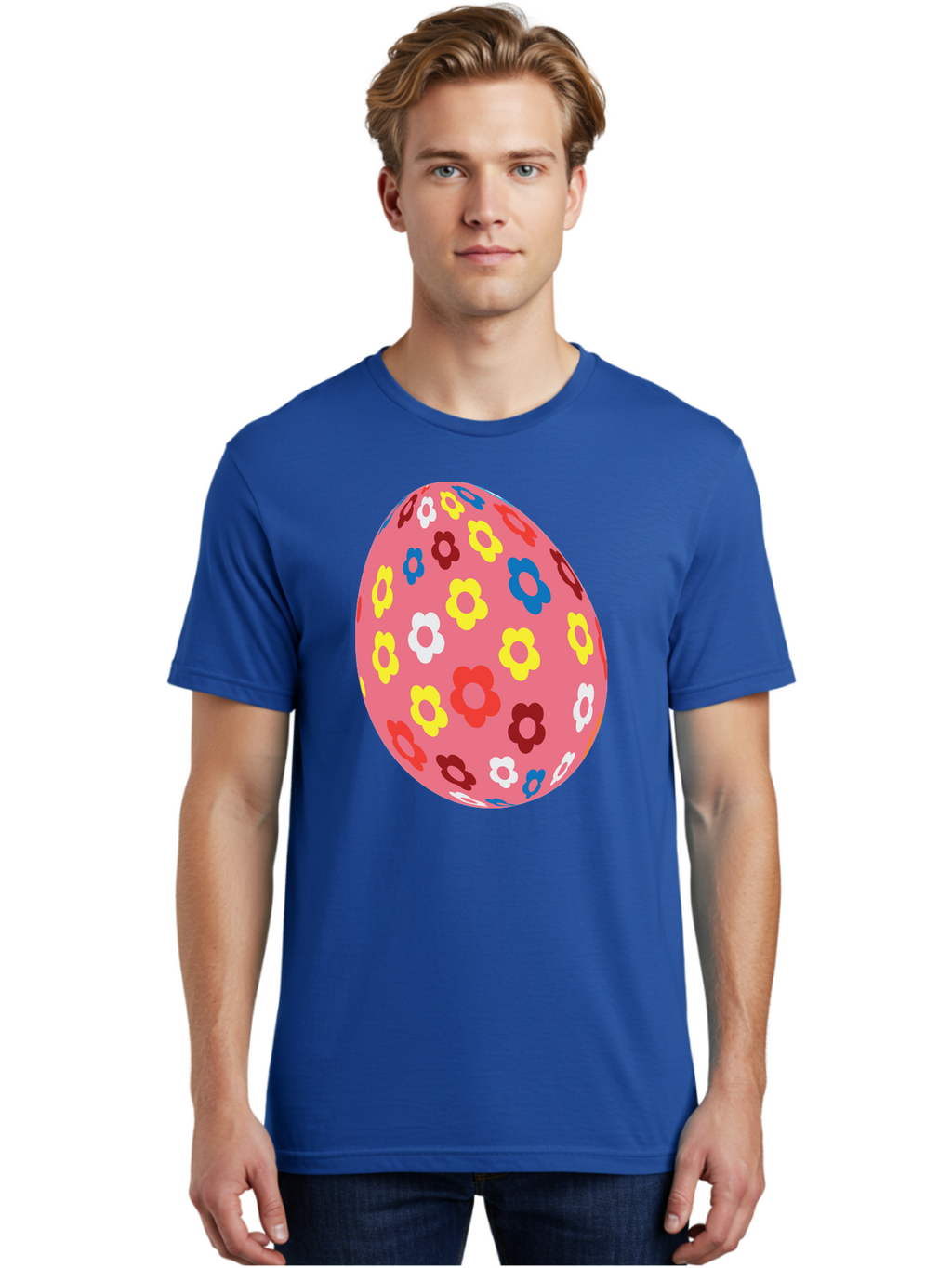 Floral-Easter-Egg-1 Men'S Graphic Tee, 100% Cotton, Comfortable Casual Summer Wear, Machine Washable, Pink Egg, Floral Pattern, Colorful Flowers, Easter Decoration, Spring Theme, Festive Design, Vibrant Colors, Easter Egg, Flower Pattern, Aac725
