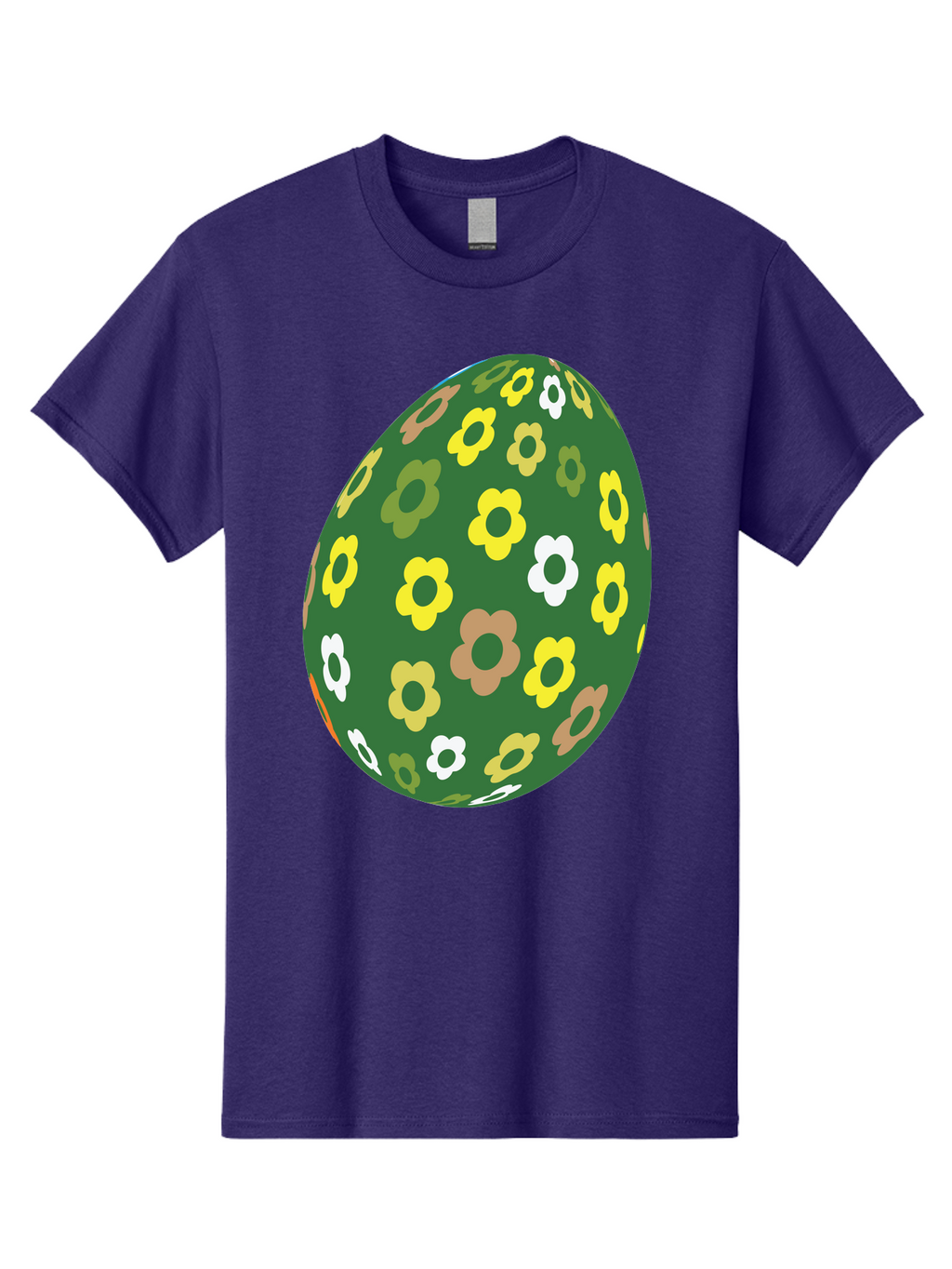 Floral-Easter-Egg-2 Men'S Graphic Tee, 100% Cotton, Comfortable Casual Summer Wear, Machine Washable, Easter Egg, Floral Pattern, Yellow Flowers, White Flowers, Green Egg, Easter Decoration, Spring Theme, Festive Design, Colorful Graphic, Aac726