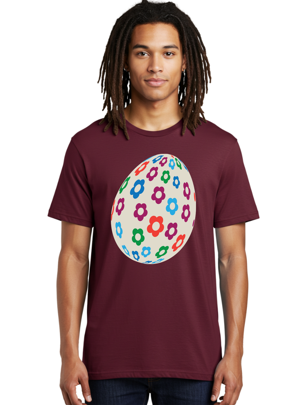 Floral-Egg-1 Men'S Graphic Tee, 100% Cotton, Comfortable Casual Summer Wear, Machine Washable, Colorful Flowers, Easter Egg Decoration, Floral Pattern, Pastel Colors, Festive Design, Spring Theme, Easter Celebration Aac729