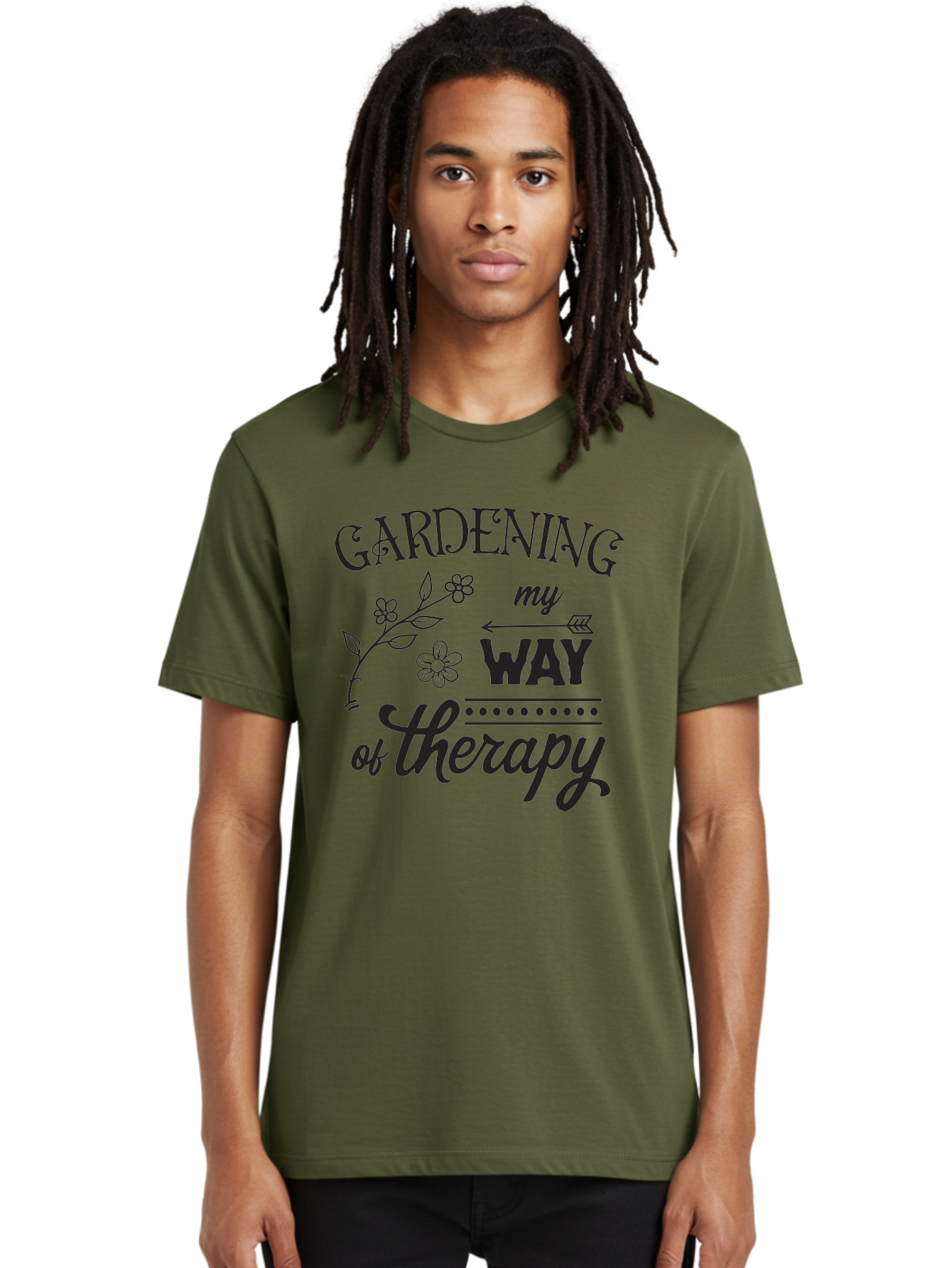 Gardening-My-Way-Of-Therapy Men'S Graphic Tee, 100% Cotton, Comfortable Casual Summer Wear, Machine Washable, Gardening Therapy, Mental Wellness, Self Care, Relaxation, Gardening Quotes, Inspirational Quotes, Floral Designs, Nature Lovers Aac750