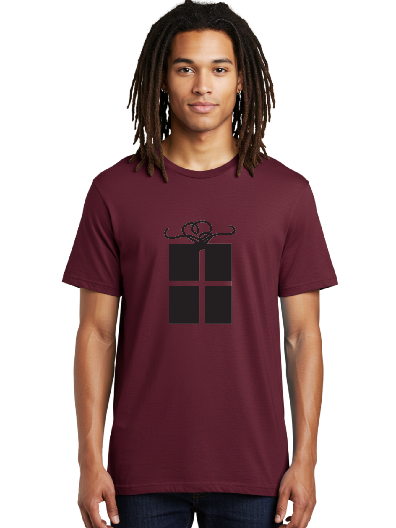 Gift-Box-1 Men'S Graphic Tee, 100% Cotton, Comfortable Casual Summer Wear, Machine Washable, Wrapped Gift, Gift Box, Present, Ribbon, Bow, Simple Design, Minimalist Style, Black And Green, Elegant Gift, Special Occasion, Celebratory Gift Aac752