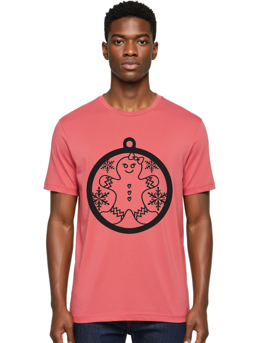 Gingerbread-Man-Ornament Men'S Graphic Tee, 100% Cotton, Comfortable Casual Summer Wear, Machine Washable, Gingerbread Man, Christmas Ornament, Festive Decor, Holiday Cheer, Winter Wonderland, Sweet Treats, Cookie Decoration, Charming Design, Aac755