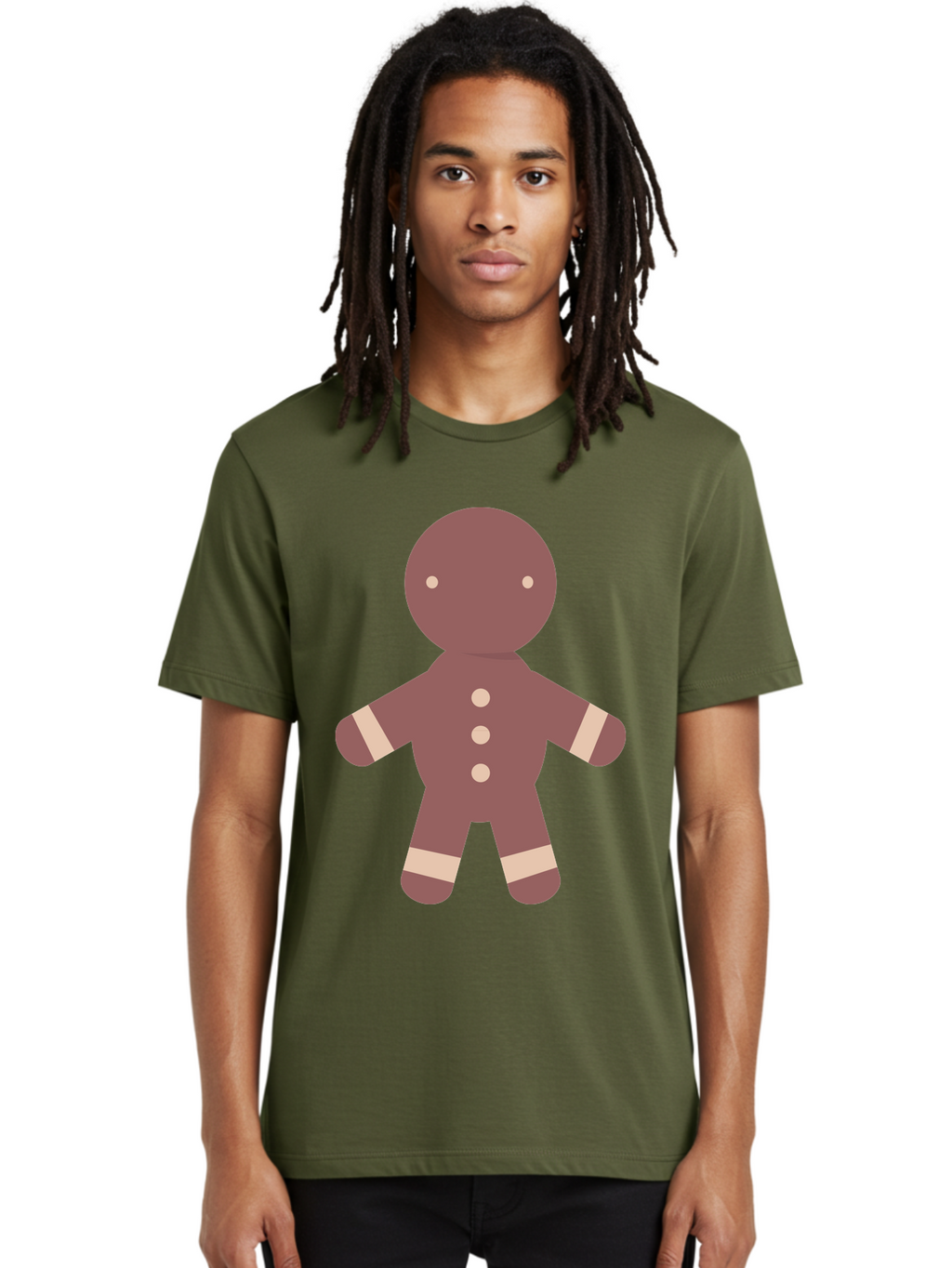 Gingerbread-Man Men'S Graphic Tee, 100% Cotton, Comfortable Casual Summer Wear, Machine Washable, Gingerbread Man, Holiday Treat, Sweet Cookie, Festive Dessert, Cartoon Character, Cute Illustration, Digital Art, Gingerbread Cookie, Aac756
