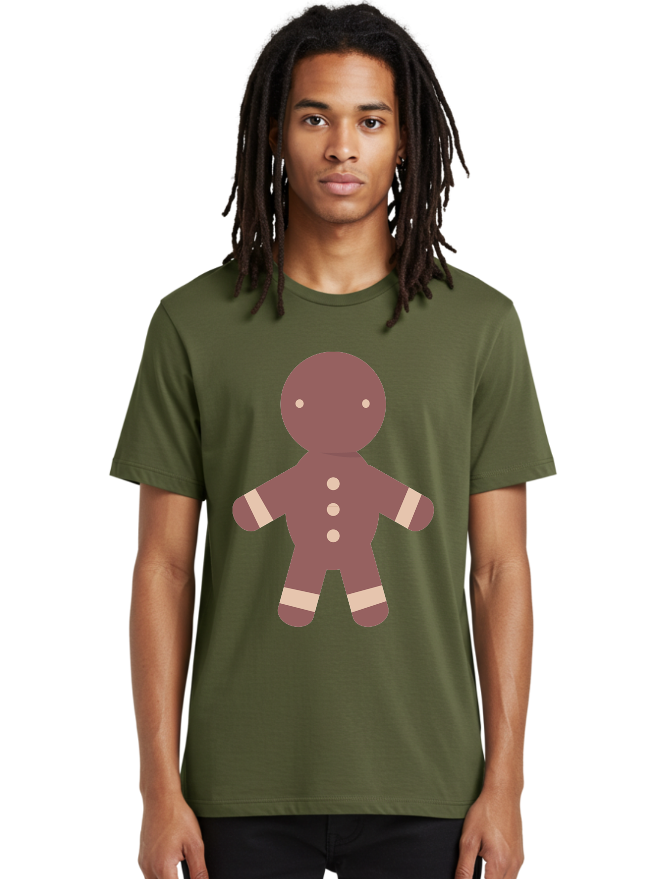 Gingerbread-Man Men'S Graphic Tee, 100% Cotton, Comfortable Casual Summer Wear, Machine Washable, Gingerbread Man, Holiday Treat, Sweet Cookie, Festive Dessert, Cartoon Character, Cute Illustration, Digital Art, Gingerbread Cookie, Aac756