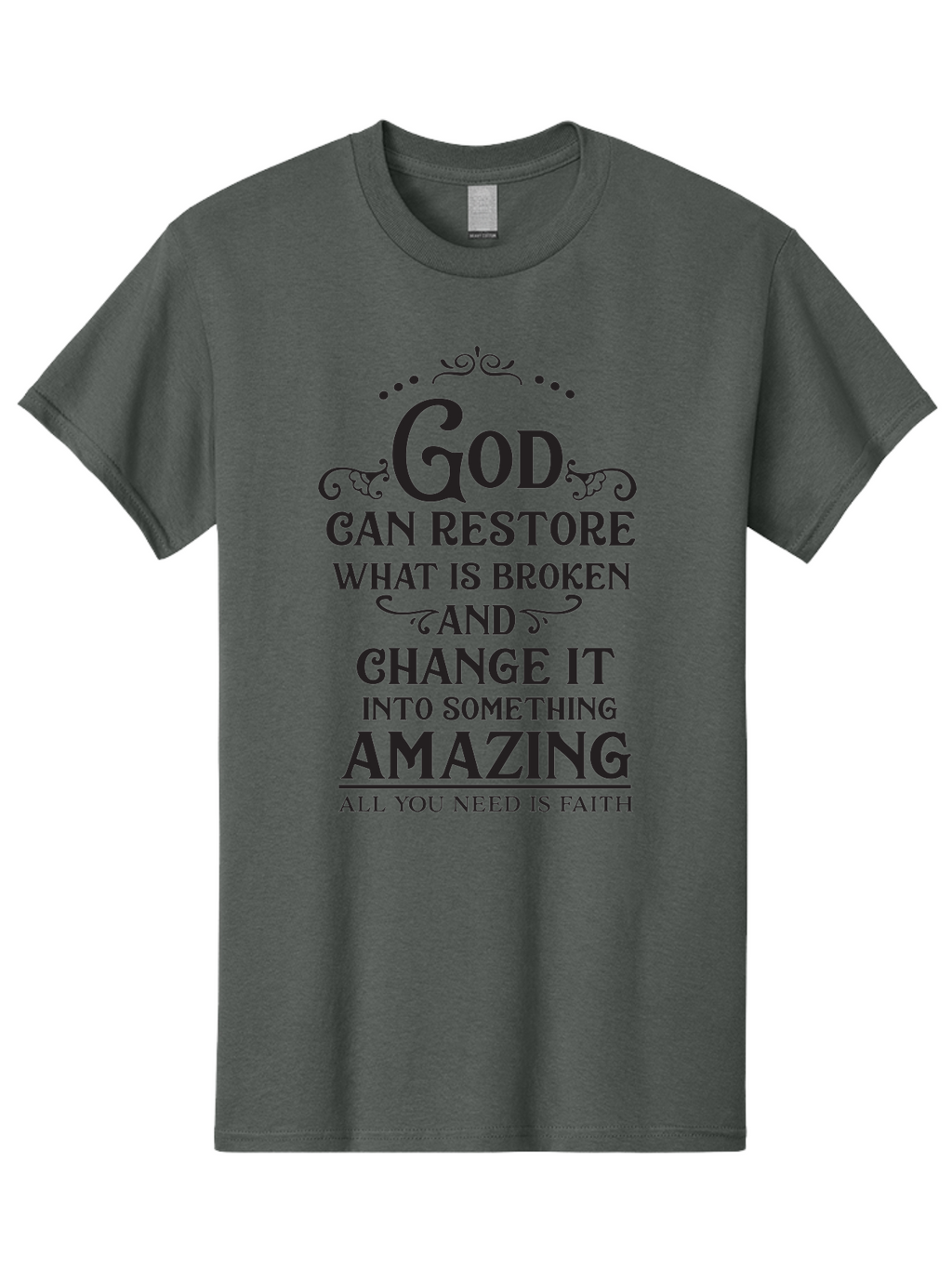 God-Can-Restore-What-Is-Broken Men'S Graphic Tee, 100% Cotton, Comfortable Casual Summer Wear, Machine Washable, Inspirational Quote, Motivational Words, Faith And Restoration, God Can Restore, Broken But Made Whole, Aac761