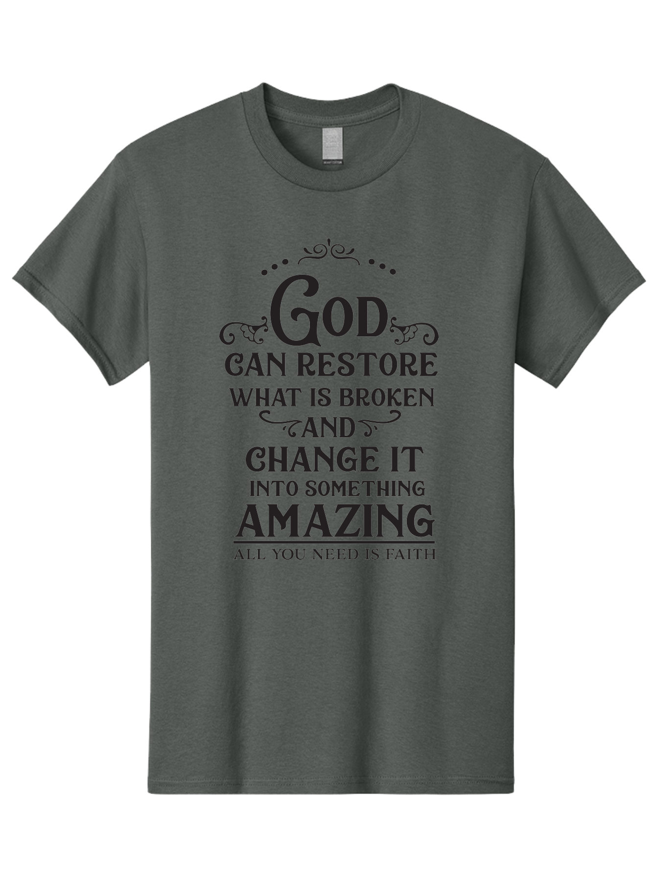 God-Can-Restore-What-Is-Broken Men'S Graphic Tee, 100% Cotton, Comfortable Casual Summer Wear, Machine Washable, Inspirational Quote, Motivational Words, Faith And Restoration, God Can Restore, Broken But Made Whole, Aac761