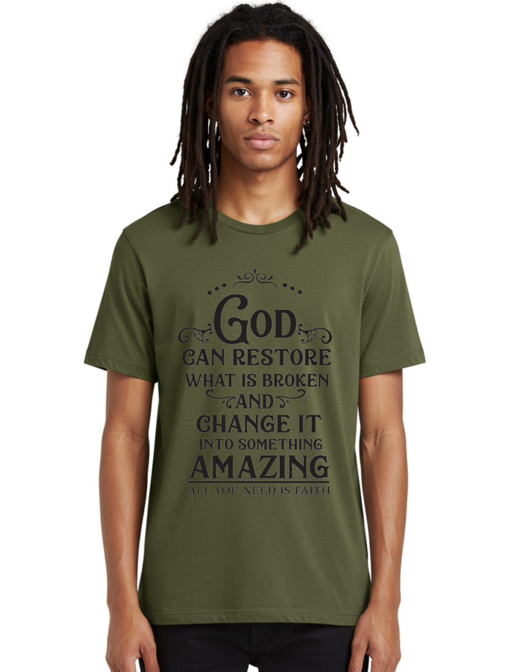 God-Can-Restore-What-Is-Broken Men'S Graphic Tee, 100% Cotton, Comfortable Casual Summer Wear, Machine Washable, Inspirational Quote, Motivational Words, Faith And Restoration, God Can Restore, Broken But Made Whole, Aac761