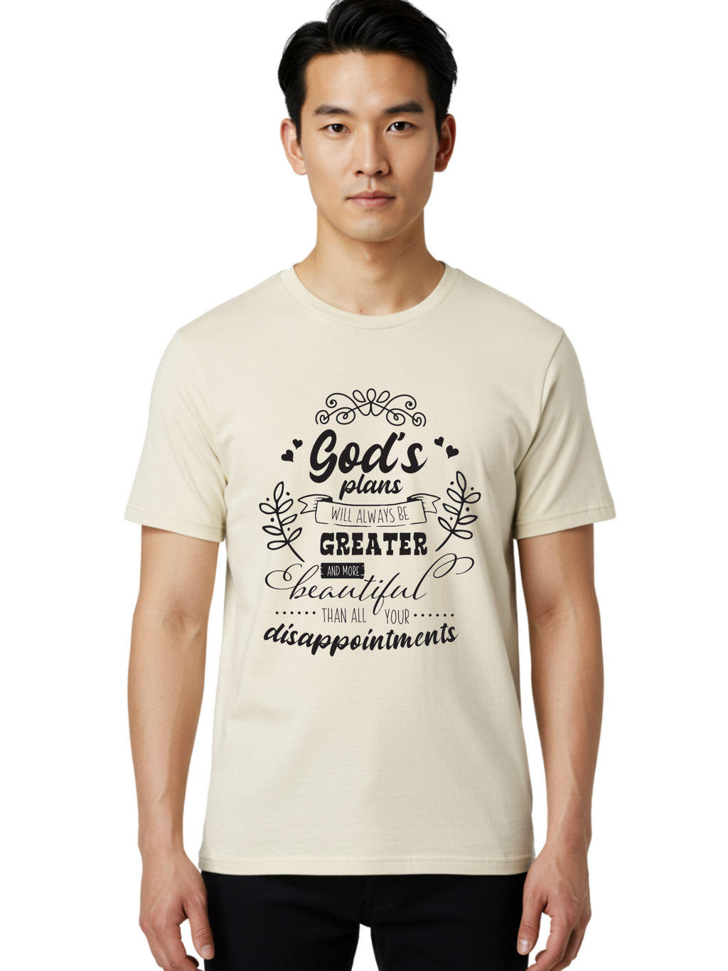 God-S-Plans Men'S Graphic Tee, 100% Cotton, Comfortable Casual Summer Wear, Machine Washable, Inspirational Quotes, Motivational Quotes, Faith-Based Quotes, God'S Plan, Scripture Quotes, Hope And Encouragement, Positive Affirmation Aac767