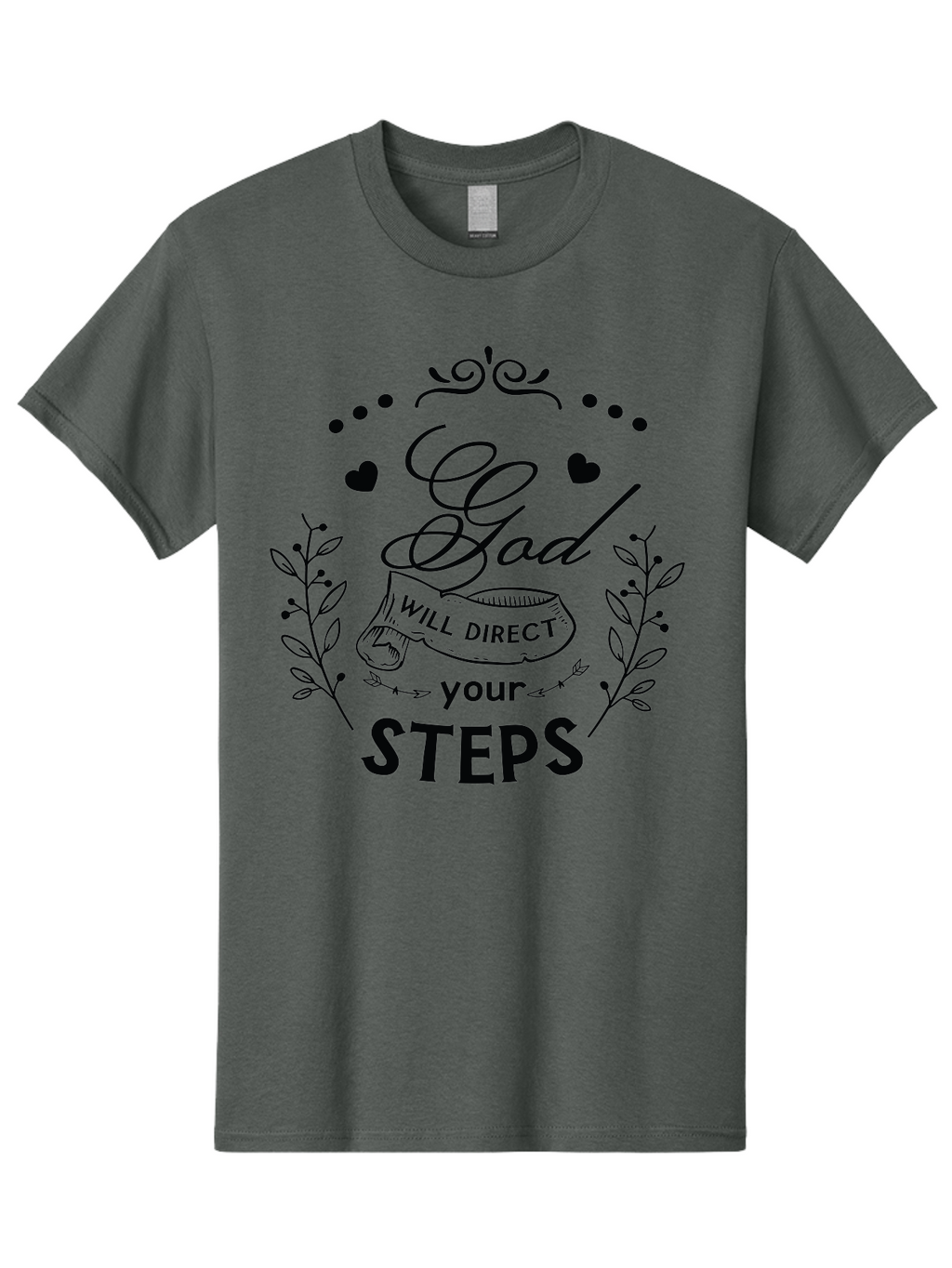 God-Will-Direct-Your-Steps-1 Men'S Graphic Tee, 100% Cotton, Comfortable Casual Summer Wear, Machine Washable, Inspirational Quote, Motivational Saying, God Will Direct Your Steps, Faith-Based Message, Spiritual Guidance, Bible Verse, Aac769