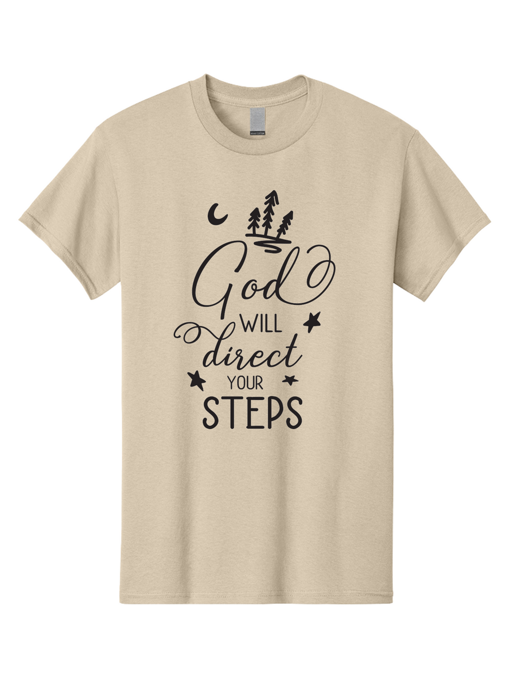 God-Will-Direct-Your-Steps Men'S Graphic Tee, 100% Cotton, Comfortable Casual Summer Wear, Machine Washable, Inspirational Quote, Motivational Phrase, God Will Direct Your Steps, Faith-Based Message, Spiritual Guidance, Positive Affirmation, Aac770