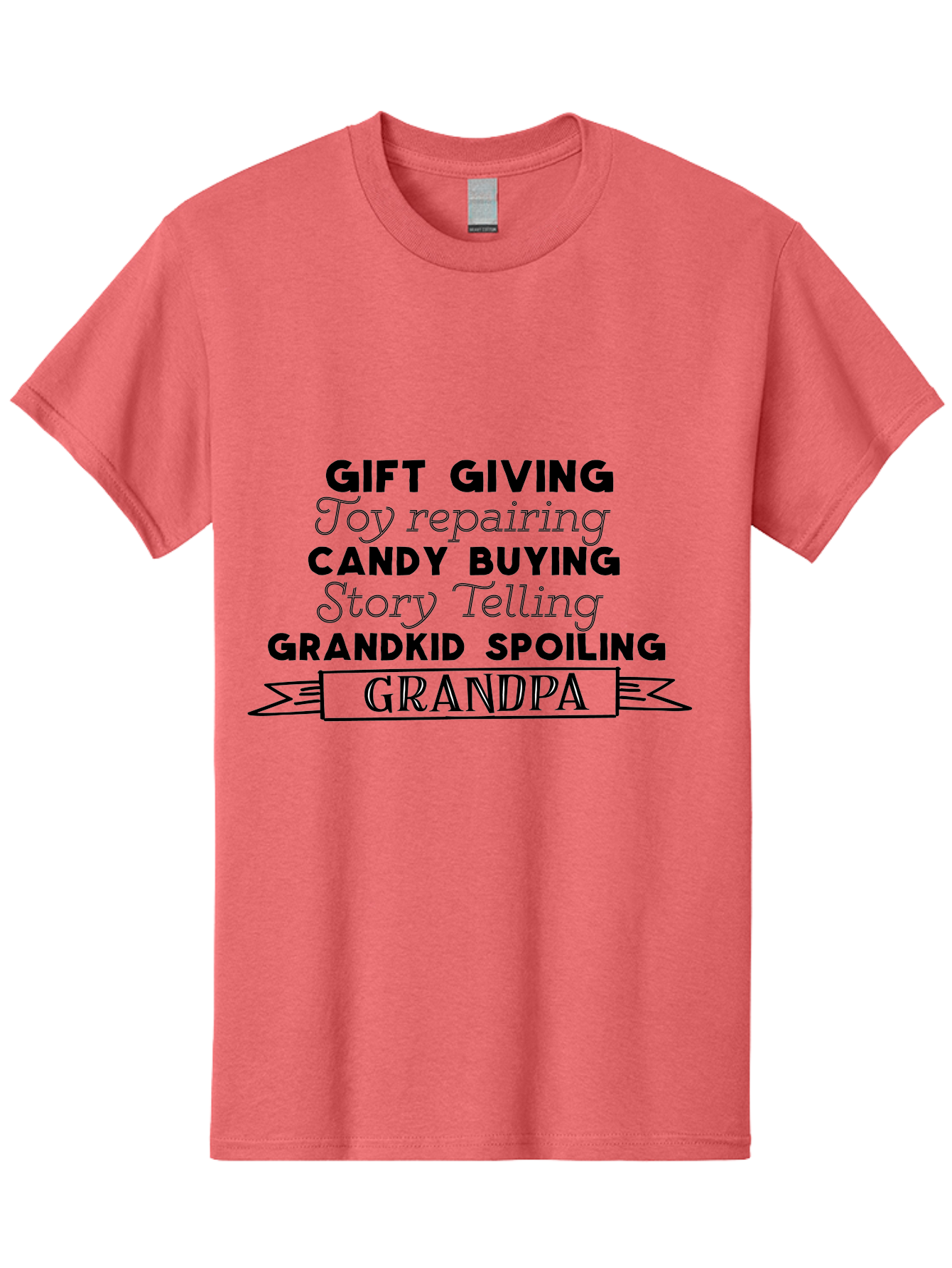 Grandpa Men'S Graphic Tee, 100% Cotton, Comfortable Casual Summer Wear, Machine Washable, Gift Giving, Toy Repairing, Candy Buying, Story Telling, Grandkid Spoiling, Grandpa Gifts, Father'S Day Gifts, Custom Grandpa Gifts, Aac776