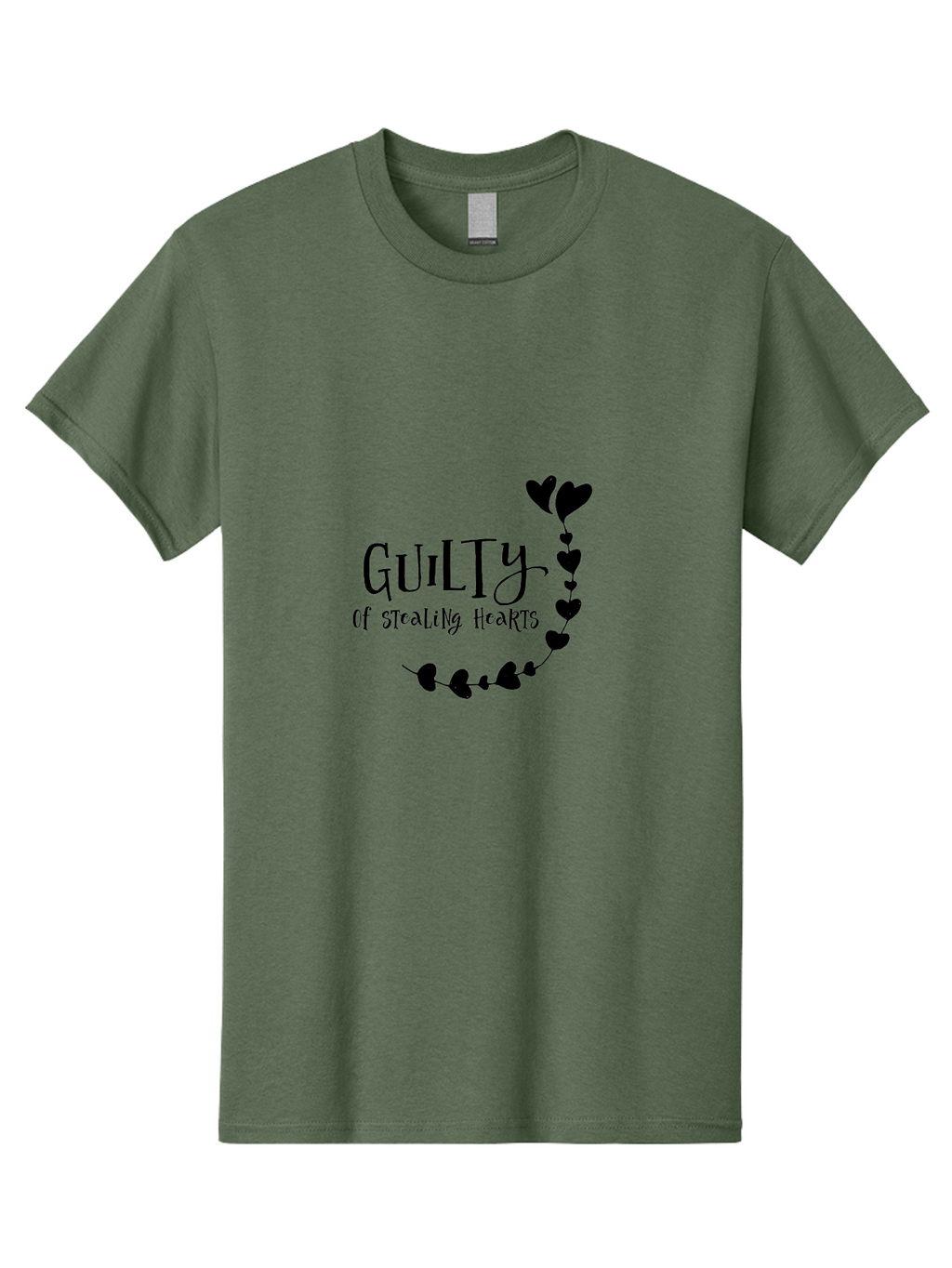 Guilty-Of-Stealing-Hearts Men'S Graphic Tee, 100% Cotton, Comfortable Casual Summer Wear, Machine Washable, Guilty Of Stealing Hearts, Heartbreak, Love, Valentines Day, Romance, Black Hearts, Love Affair, Heart Design, Playful Font Aac782