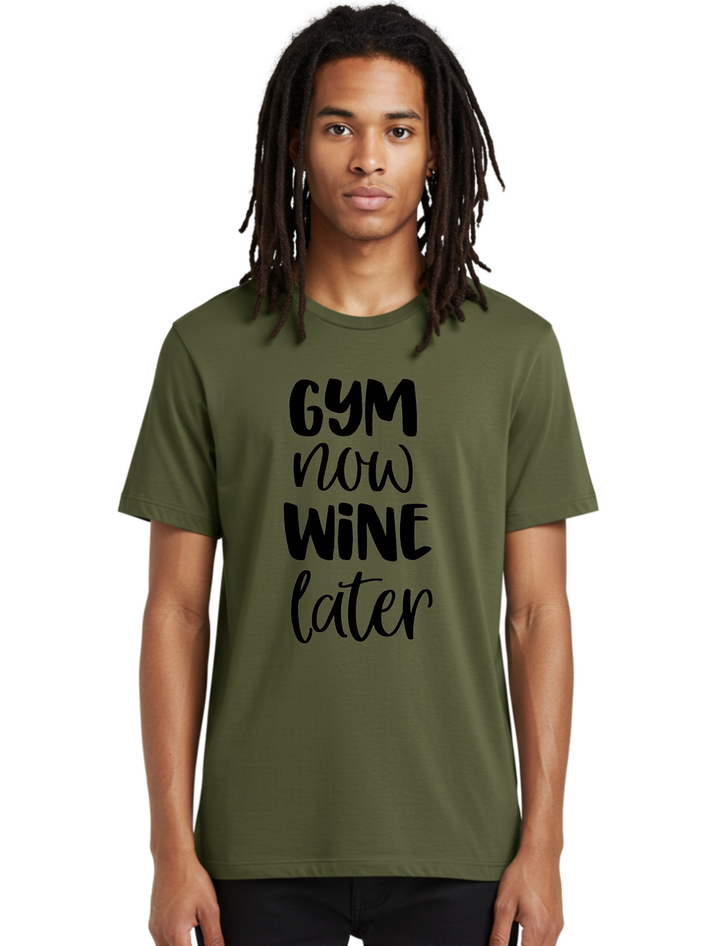 Gym-Now-Wine-Later-1 Men'S Graphic Tee, 100% Cotton, Comfortable Casual Summer Wear, Machine Washable, Gym Motivation, Fitness Quotes, Wine Lover, Fitness Humor, Workout Inspiration, Funny Sayings, Wine Time, Gym Now Wine Later Aac783