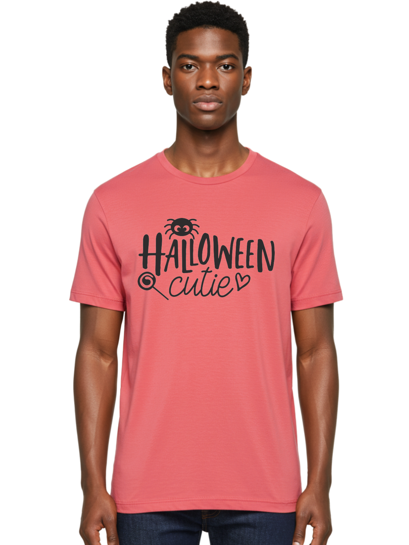 Halloween-Cutie Men'S Graphic Tee, 100% Cotton, Comfortable Casual Summer Wear, Machine Washable, Halloween Cutie, Cute Halloween, Halloween Design, Halloween Graphics, Halloween Typography, Halloween Text, Cute Halloween Text, Aac788