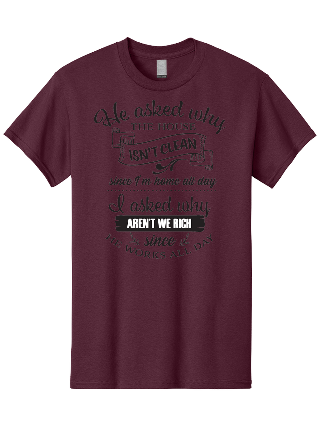 He-Asked-Why Men'S Graphic Tee, 100% Cotton, Comfortable Casual Summer Wear, Machine Washable, Funny Quote, Sarcastic Saying, Household Chores, Work-Life Balance, Humorous Graphics, Witty Phrases, Relatable Quotes, Cleaning Humor, Aac801