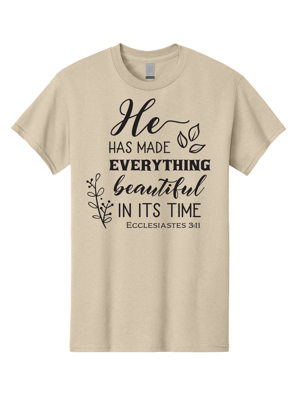 He-Has-Made-Everything-Beautiful-In-Its-Time Men'S Graphic Tee, 100% Cotton, Comfortable Casual Summer Wear, Machine Washable, Inspirational Quote, He Has Made Everything Beautiful In Its Time, Scripture Art, Floral Design, Bible Verse, Aac803