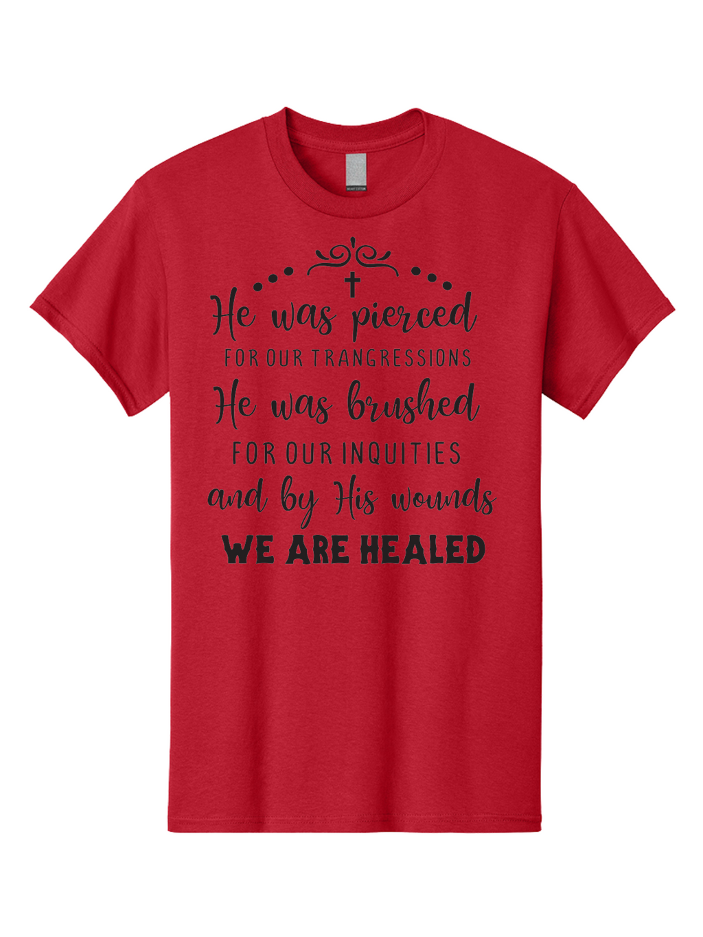 He-Was-Pierced Men'S Graphic Tee, 100% Cotton, Comfortable Casual Summer Wear, Machine Washable, Christian Inspirational Quote, Biblical Scripture, Faith Healing, Jesus Christ, Spiritual Growth, Hope And Redemption, Biblical Verse, Aac807
