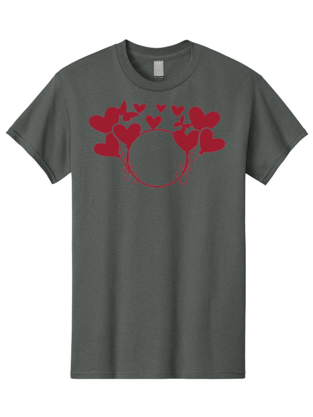 Heart-Wreath Men'S Graphic Tee, 100% Cotton, Comfortable Casual Summer Wear, Machine Washable, Heart-Shaped Frame, Floral Wreath, Red Hearts, Love Symbol, Decorative Border, Heart Design, Romantic Theme, Valentines Day Aac810