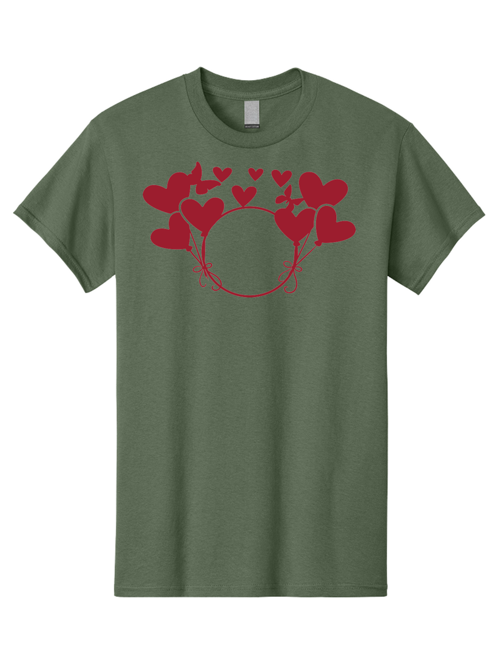 Hearts-Wreath Men'S Graphic Tee, 100% Cotton, Comfortable Casual Summer Wear, Machine Washable, Heart Shaped Frame, Floral Frame, Red Hearts, Heart Decoration, Valentines Day Decor, Love Theme, Heart Shaped Flowers, Decorative Frame, Aac813