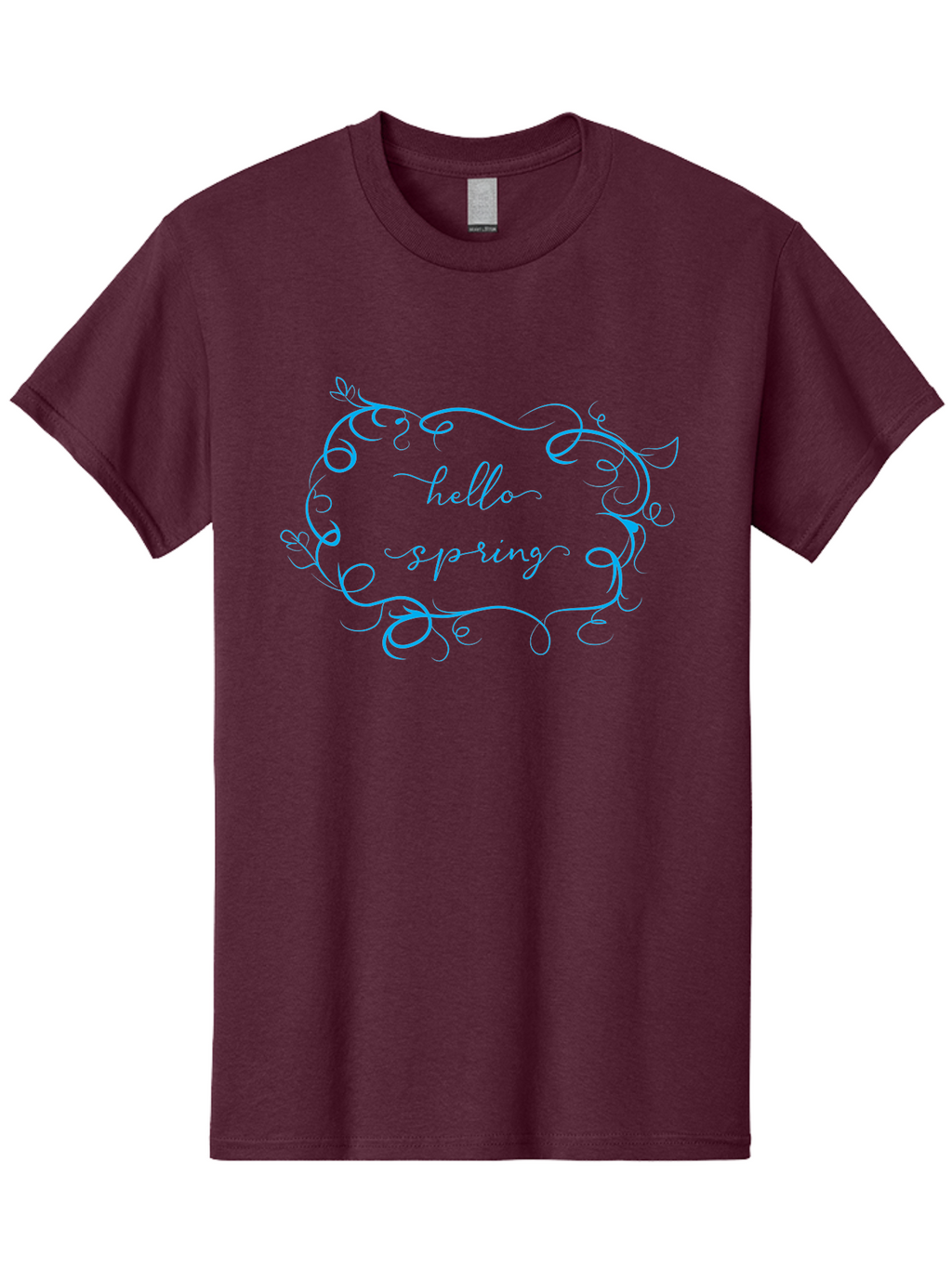 Hello-Sprywing Men'S Graphic Tee, 100% Cotton, Comfortable Casual Summer Wear, Machine Washable, Decorative Frame, Elegant Design, Cursive Text, Hello Sassy, Artistic Typography, Floral Elements Aac814