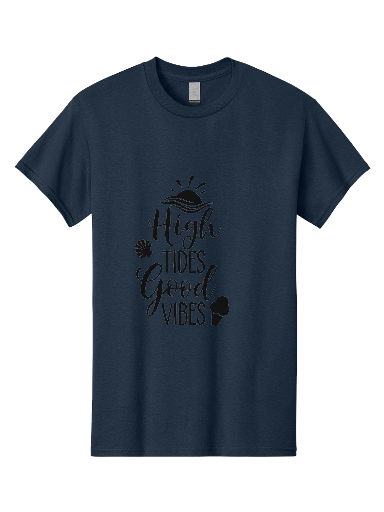 High-Tides-Good-Vibes Men'S Graphic Tee, 100% Cotton, Comfortable Casual Summer Wear, Machine Washable, Ocean Inspiration, Beach Vibes, Good Energy, Sea Shells, Positive Affirmations, Coastal Lifestyle, Motivational Quotes, Summer Vibes Aac819