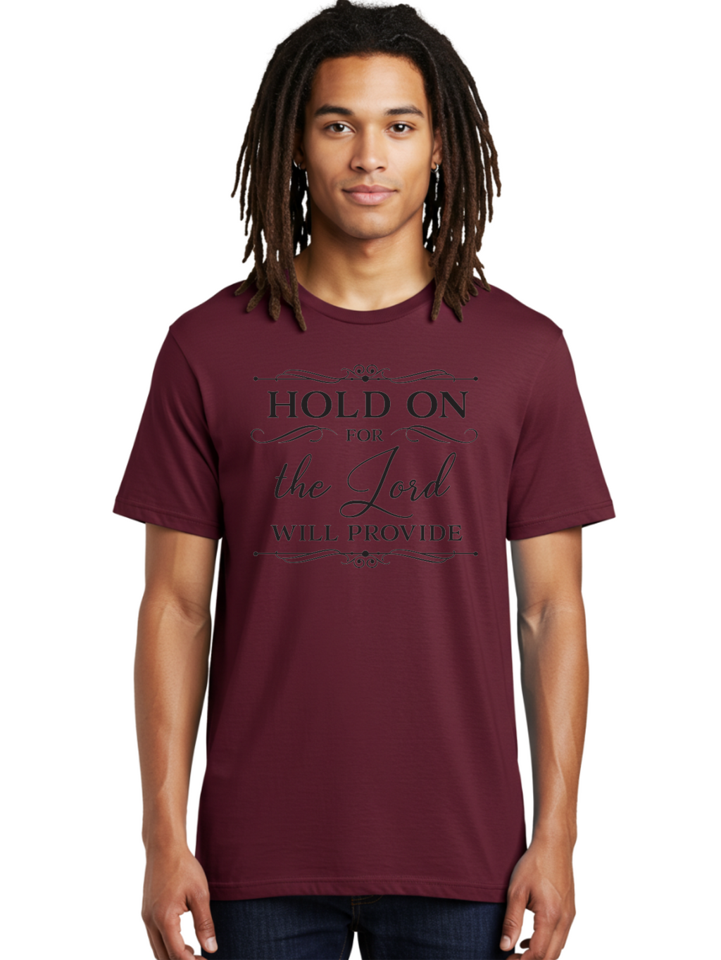 Hold-On-For-Lord-Will-Provide Men'S Graphic Tee, 100% Cotton, Comfortable Casual Summer Wear, Machine Washable, Inspirational Quote, Motivational Message, Faith-Based Saying, Hold On For The Lord Will Provide, Divine Guidance, Encouragement Aac822