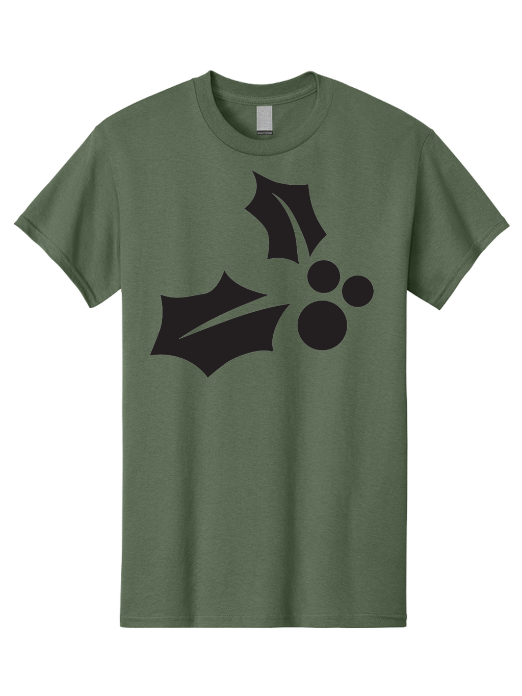 Holly-Leaves-And-Berries Men'S Graphic Tee, 100% Cotton, Comfortable Casual Summer Wear, Machine Washable, Holiday Holly, Christmas Leaves, Festive Berries, Black Silhouette, Minimalist Design, Winter Decor, Seasonal Graphics Aac823